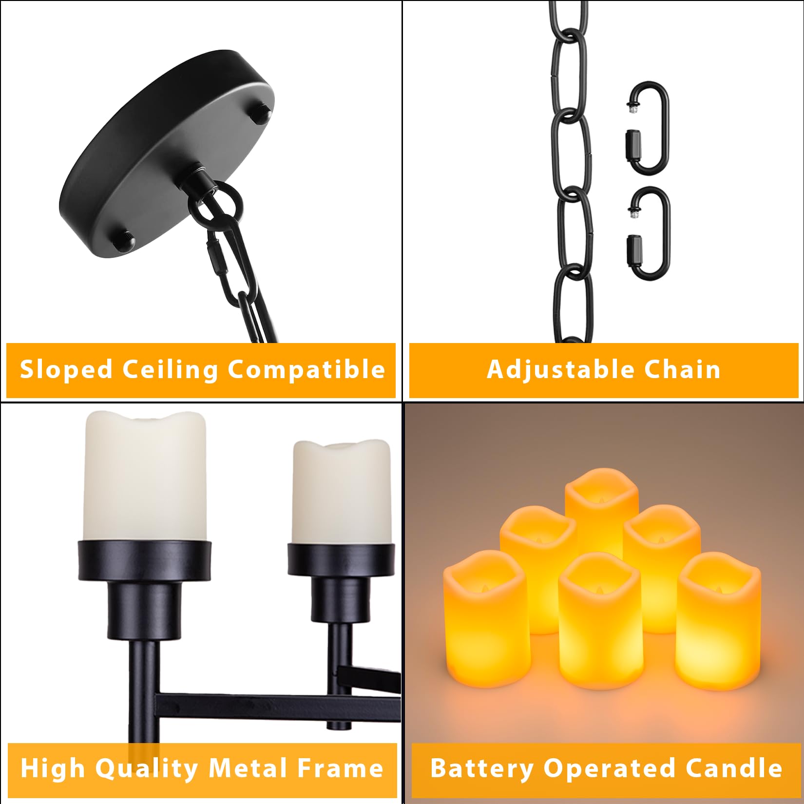 Battery Operated Chandelier Lights - Outdoor Hanging LED Candle Lights for Gazebo, Pergola, Porch, Tent & Canopy Decor - Weatherproof & Wireless Patio Lighting for Romantic Dinners & Garden Parties