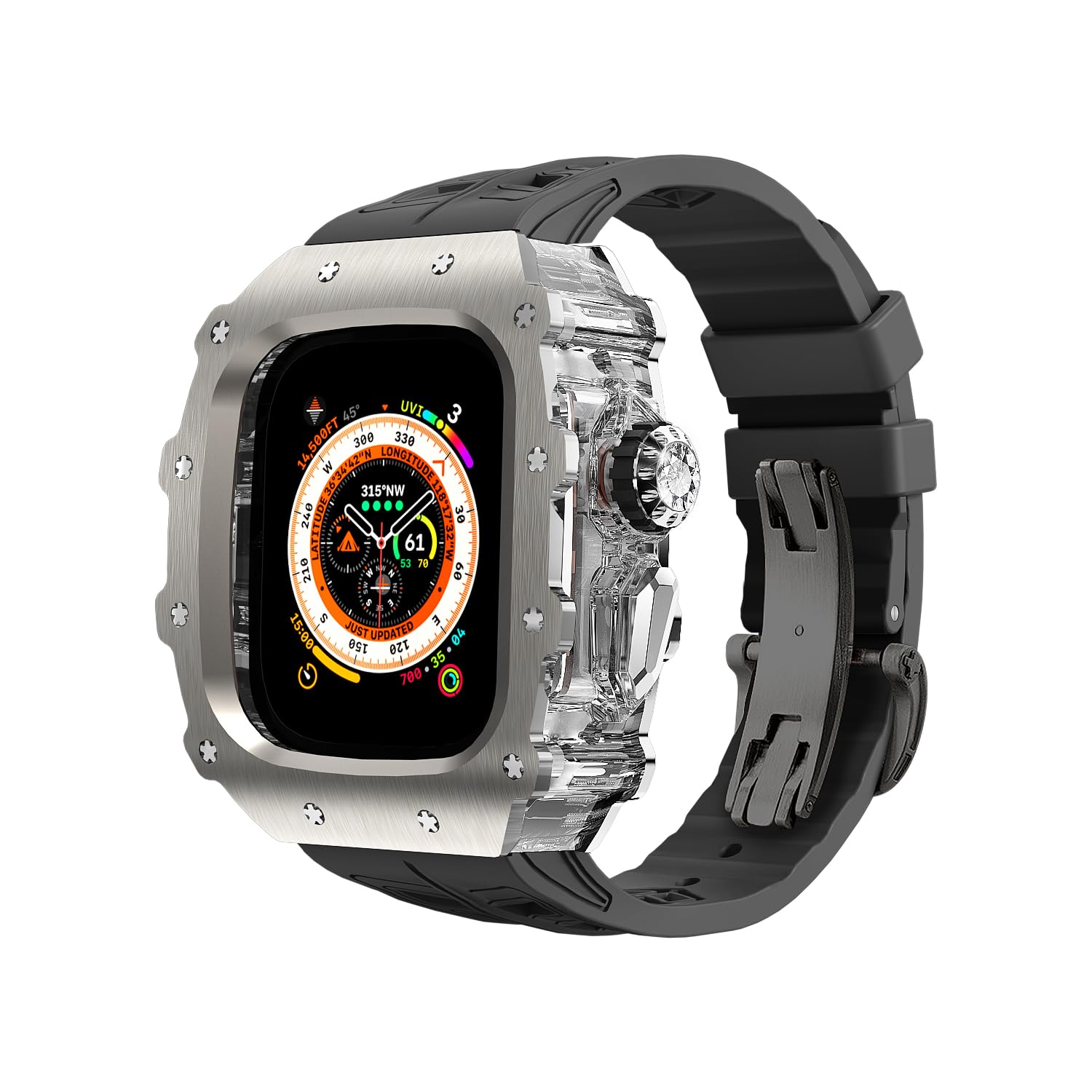 Premium Titanium Case for Apple Watch Ultra 2/Ultra (49mm) - Lightweight Durable Protection with Fluorine Rubber Band | Men's Luxury iWatch Ultra Cover | Perfect for Outdoor Sports, Gym Workouts & Everyday Wear