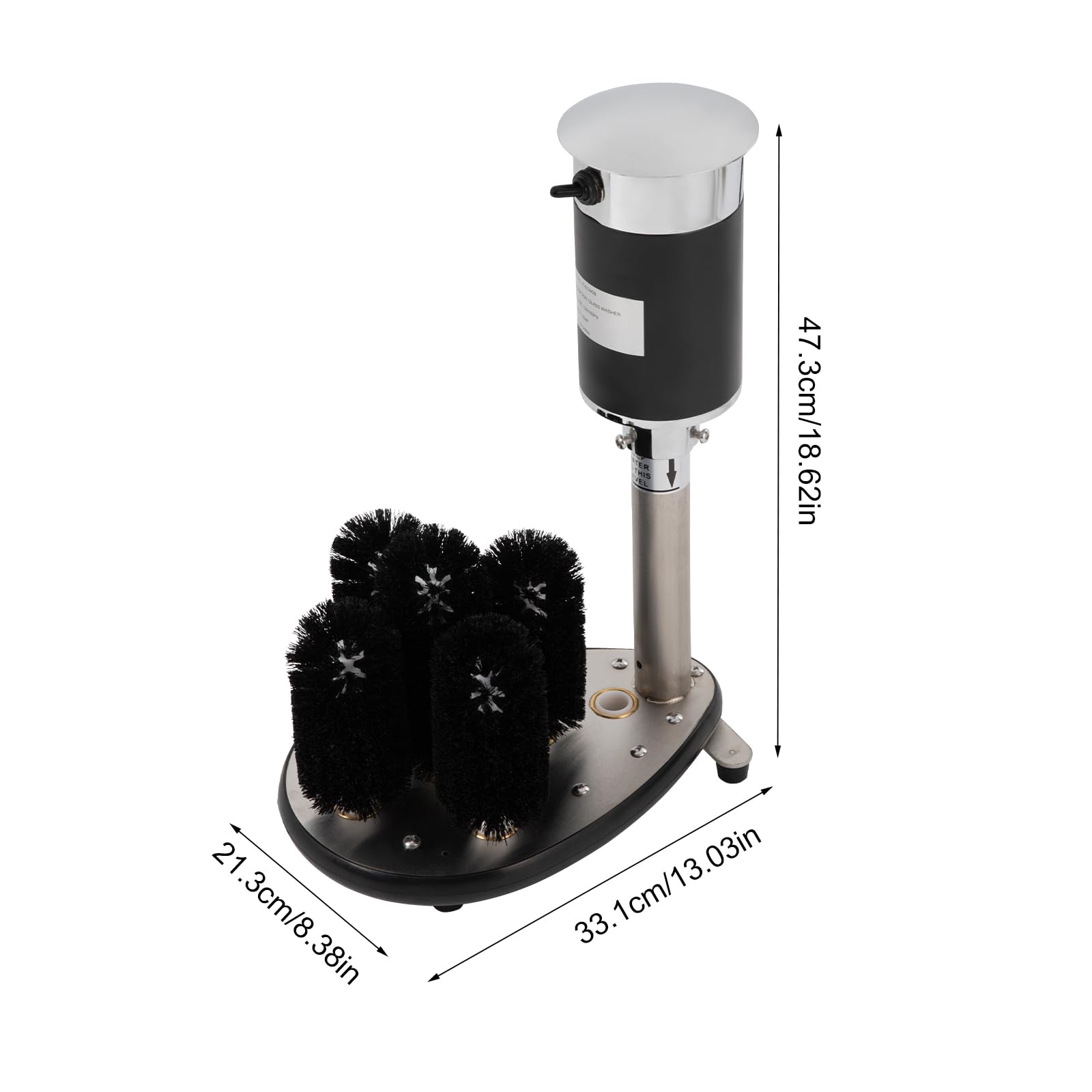 Electric Bar Glass Washer Machine - 5-Brush Commercial Wine Glass Cleaner for Restaurants, Bars & Cafes | Fast Cleaning & Sanitizing | Stainless Steel Design | Perfect for High-Volume Glassware Washing in Hospitality Settings
