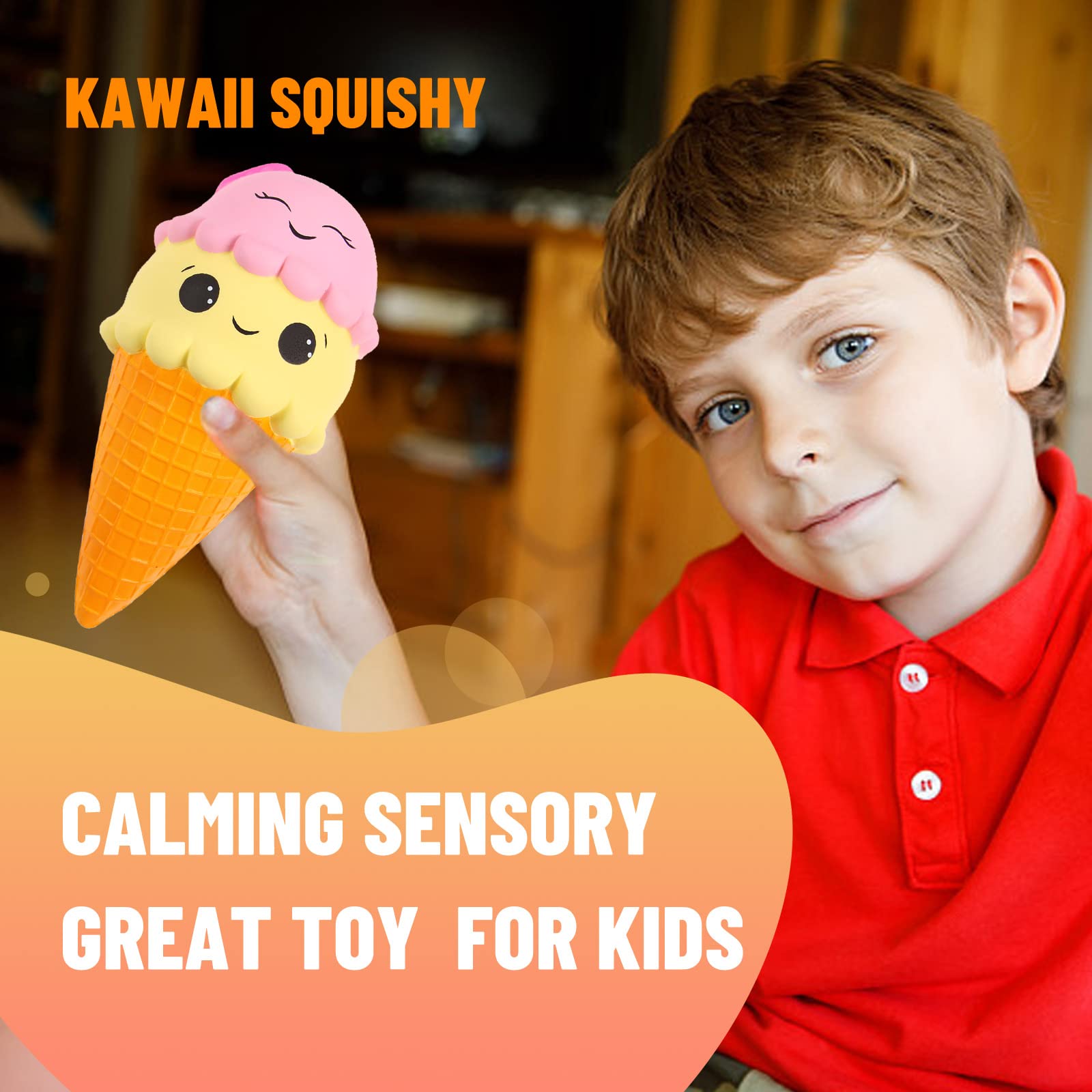 Anboor Jumbo Ice Cream Squishy Toy - Slow Rising, Kawaii, Scented Stress Relief for Kids & Adults