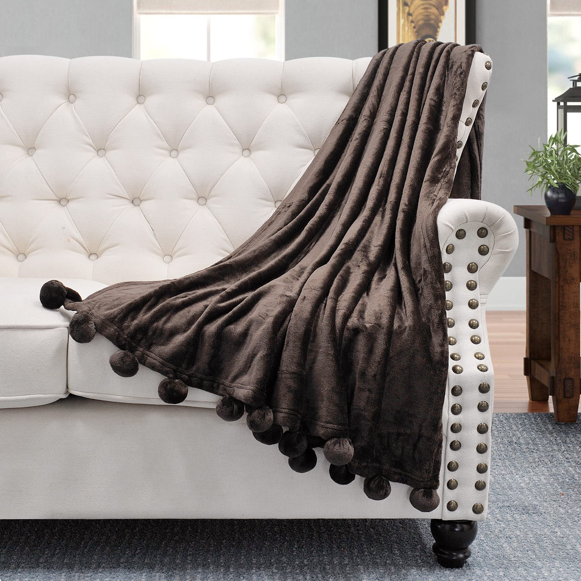 Soft Fluffy Pom Pom Throw Blanket - 60