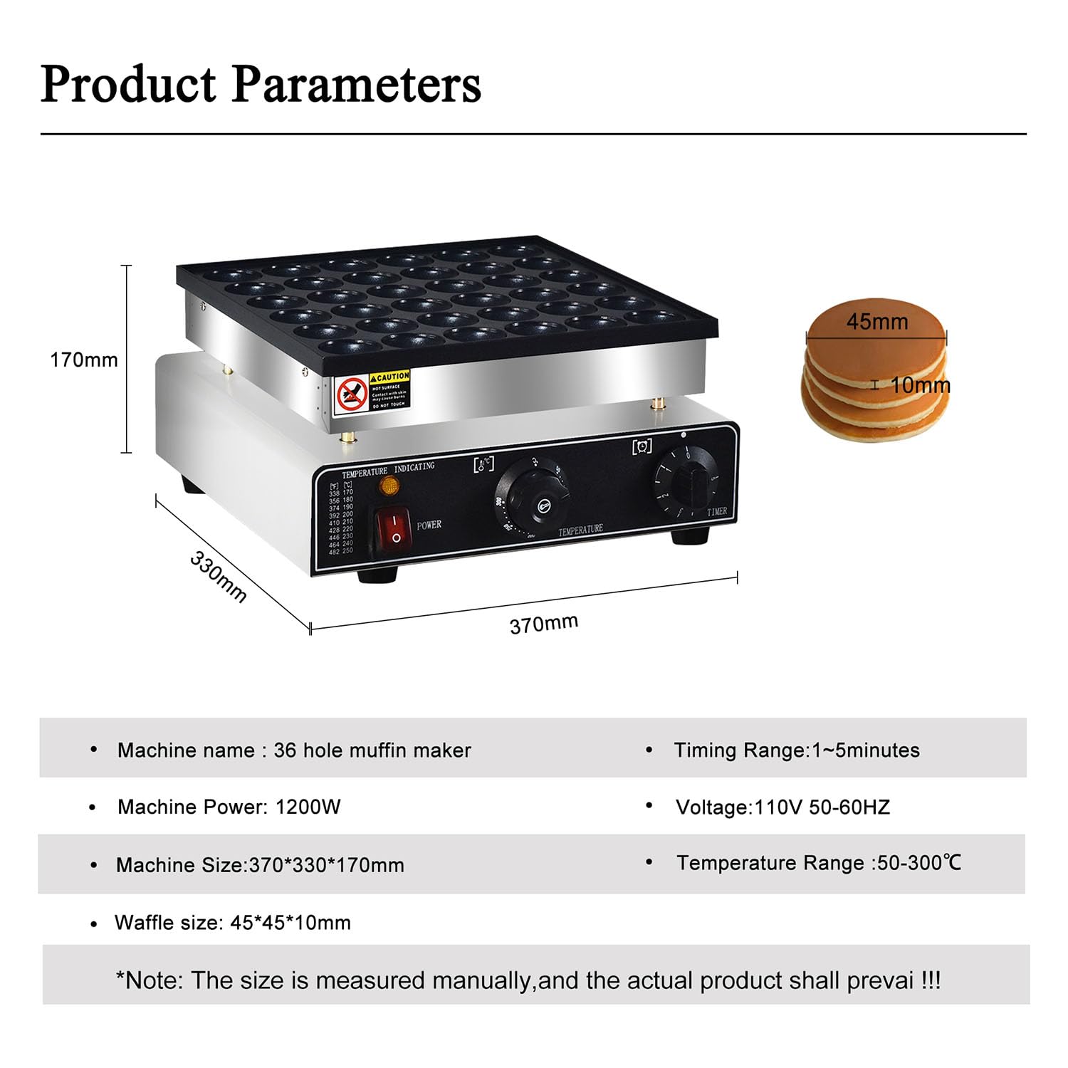 110V Commercial Mini Dutch Pancake Maker - 36PCS Nonstick Dorayaki & Poffertjes Grill Machine, Stainless Steel Breakfast Baker for Restaurants, Cafes - Perfect for Dutch Pancakes, Japanese Dorayaki, Sweet Snacks & Desserts