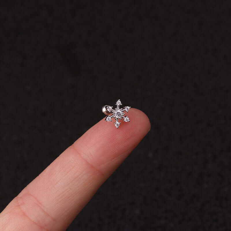 16G Celestial Cartilage Stud Earrings for Women - Silver Star & Moon Piercing Jewelry - HSPJ219 | Perfect for Daily Wear, Parties & Gifts