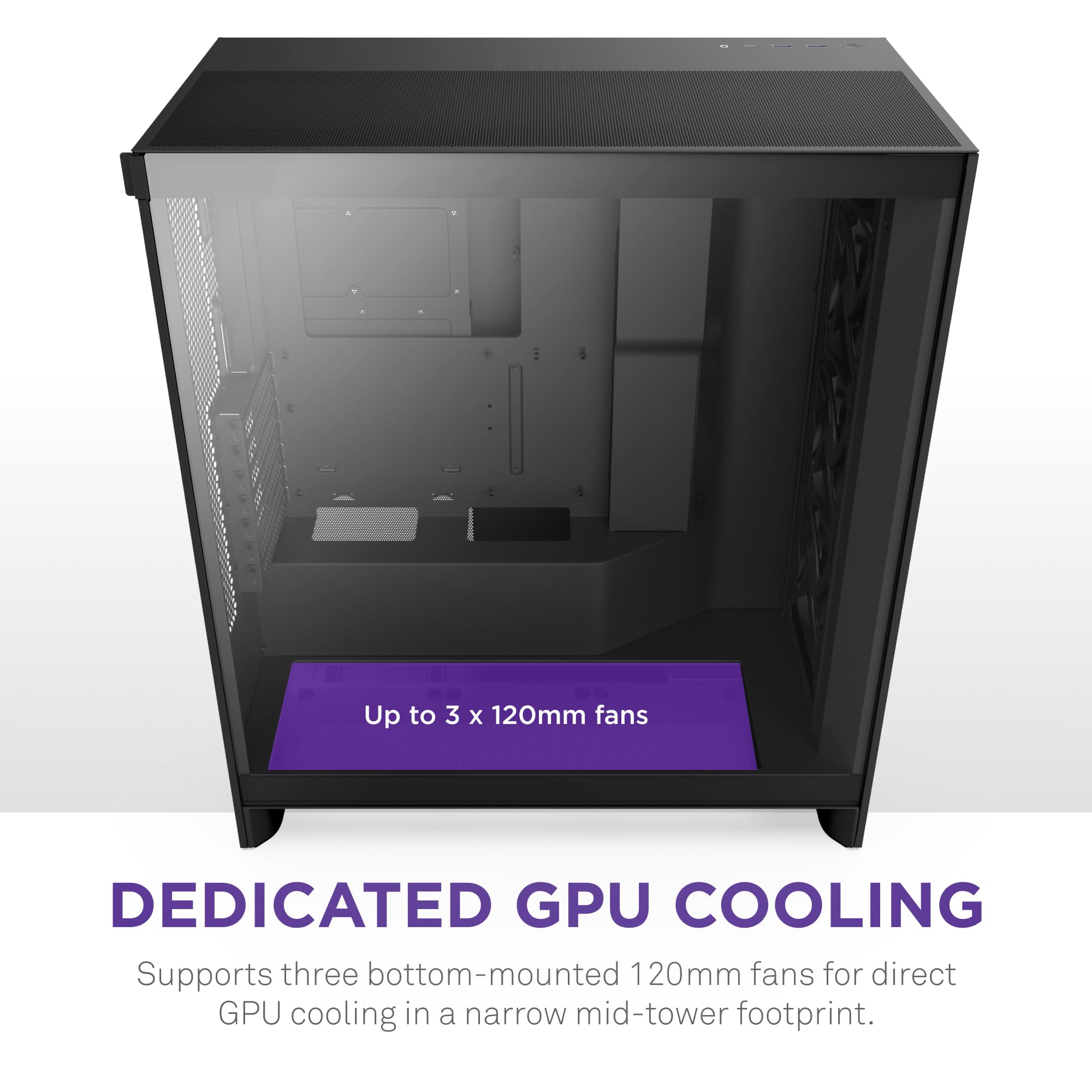 NZXT H7 Flow 2024 Mid-Tower ATX PC Case - High Airflow Gaming Case with 3 Pre-Installed 120mm Fans | Bottom Fan Support for GPU Cooling | Excellent Cable Management | Sleek Black Design | Perfect for Gaming Rigs & High-Performance Builds