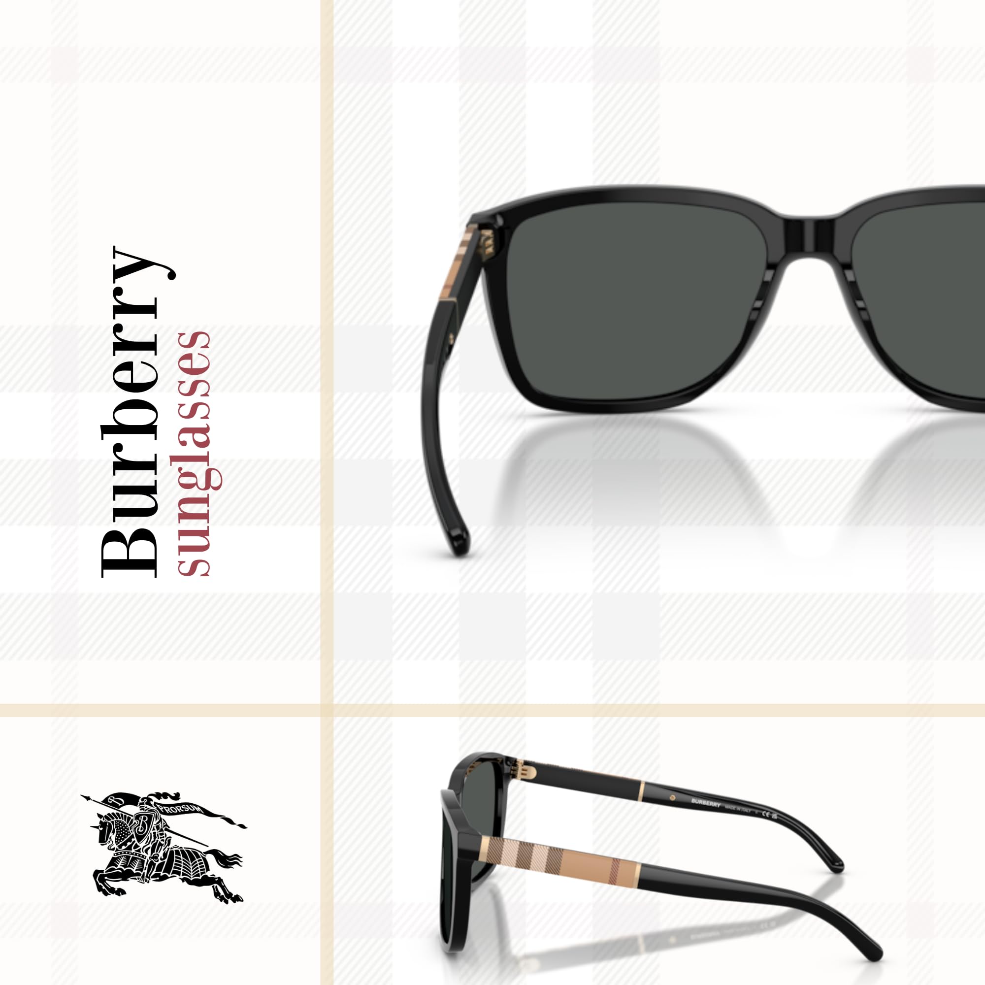 BURBERRY BE4181 Square Sunglasses for Men - Premium Designer Sunglasses with UV Protection + Free iWear Eyewear Kit | Perfect for Outdoor Activities, Travel, and Fashion Accessories
