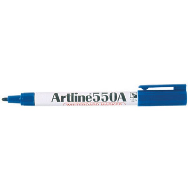 Artline 550A Whiteboard Markers - 12 Pack Blue Bullet Tip 1.2mm Fine Point Dry Erase Markers for Office, Classroom & Home Use - Non-Toxic & Low Odor