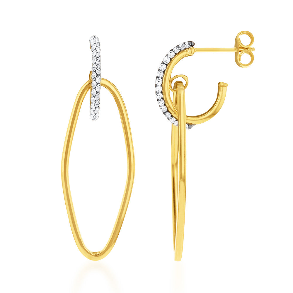9ct Silver Filled Yellow Gold Crystal Drop Stud Earrings - Elegant Dangle Earrings for Women, Perfect for Parties, Weddings & Everyday Wear
