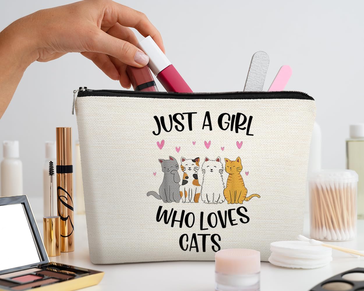 EXUQO Cute Cat Makeup Bag for Cat Lovers - Perfect Cat Mom Gift, Birthday Present & Travel Cosmetic Pouch | Ideal for Cat-Themed Gifts, Women's Accessories & Travel Essentials