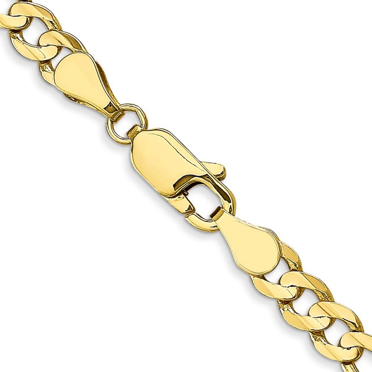 10k Yellow Gold Solid Concave Polished Light Figaro Chain Necklace 4.5mm with Lobster Claw Clasp - Unisex Jewelry for Men & Women - Perfect for Layering, Gifts & Everyday Wear