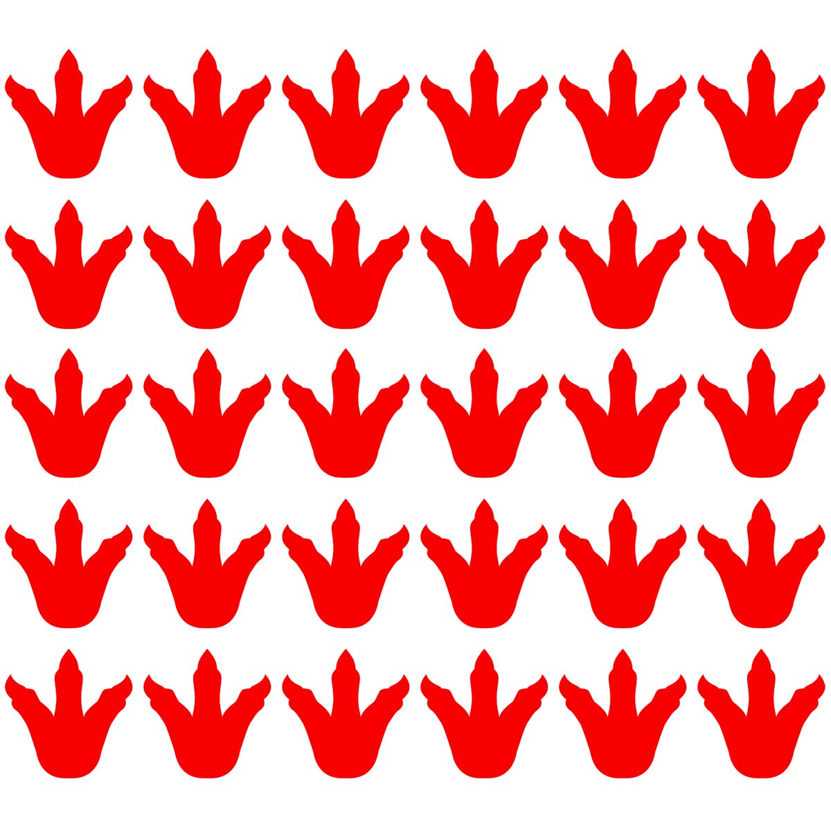 Dinosaur Footprints Floor & Wall Decals - 30 PCS Peel and Stick Stickers for Kids Room Decor (Red) - Perfect for Nursery, Playroom & Classroom Design
