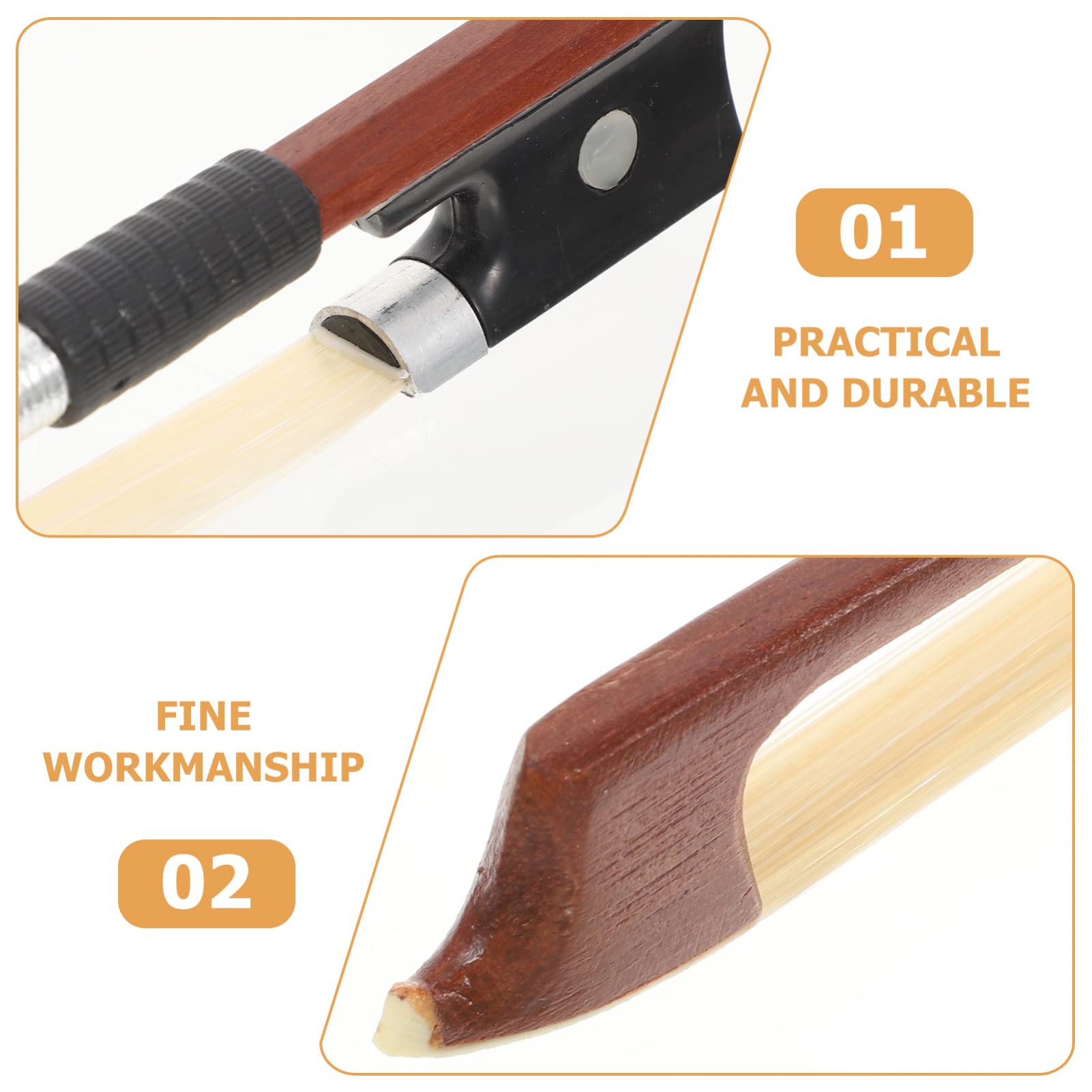 Premium Wooden Violin Bow Replacement - 1/10 & 1/16 Size Violin & Guitar Accessories | High-Quality Musical Strings Instrument Part for Beginners & Professionals | Perfect for Practice, Performances & Music Classes