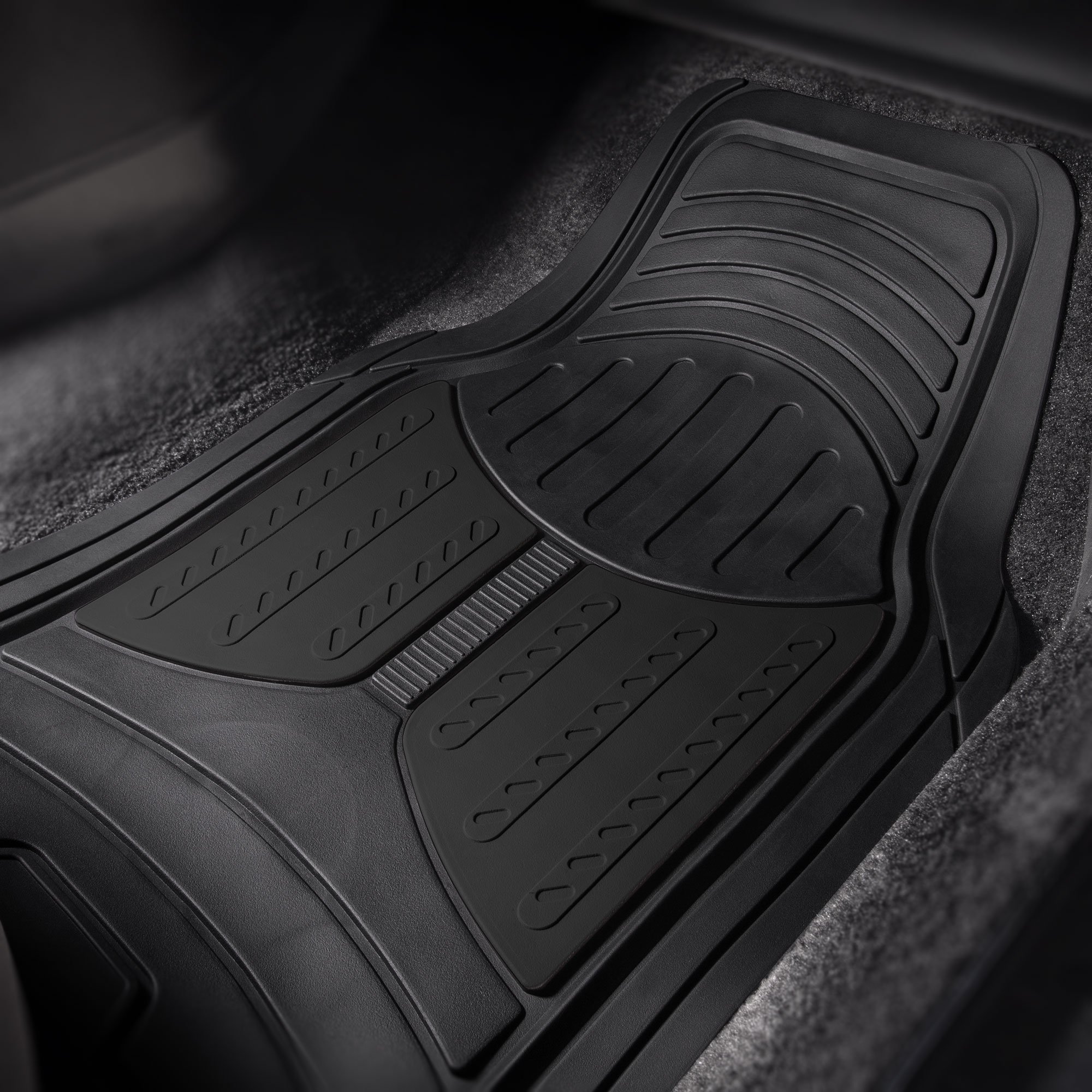 FH Group Climaproof™ Heavy Duty Rubber Car Floor Mats - Universal Fit for Sedan, SUV & Truck - Trimmable Full Black Set with Small Car Seat Cover - Perfect for All-Weather Protection & Interior Customization