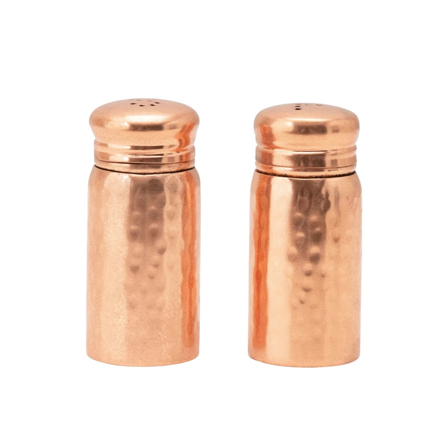 Premium Hammered Stainless Steel Salt and Pepper Shakers Set - Rustproof & Durable for Kitchen, Dining Table, Restaurant, and Outdoor Picnic Use