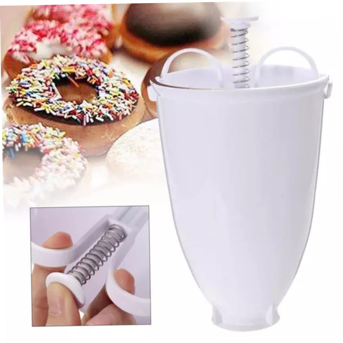 Non-Stick Plastic Donut Maker - Manual Doughnut Baking Machine with 6-Cavity Mold, DIY Homemade Donut Kit for Home Bakeries & Party Treats - Perfect for Breakfast, Desserts, and Kids' Baking Activities