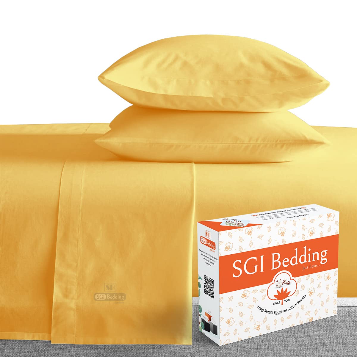 Premium 600 Thread Count Egyptian Cotton Split King Sheet Set - 5 Piece Ultra Soft & Smooth Bedding for Split King Mattress (Golden Solid) - Perfect for Master Bedrooms, Guest Rooms & Luxury Hotels