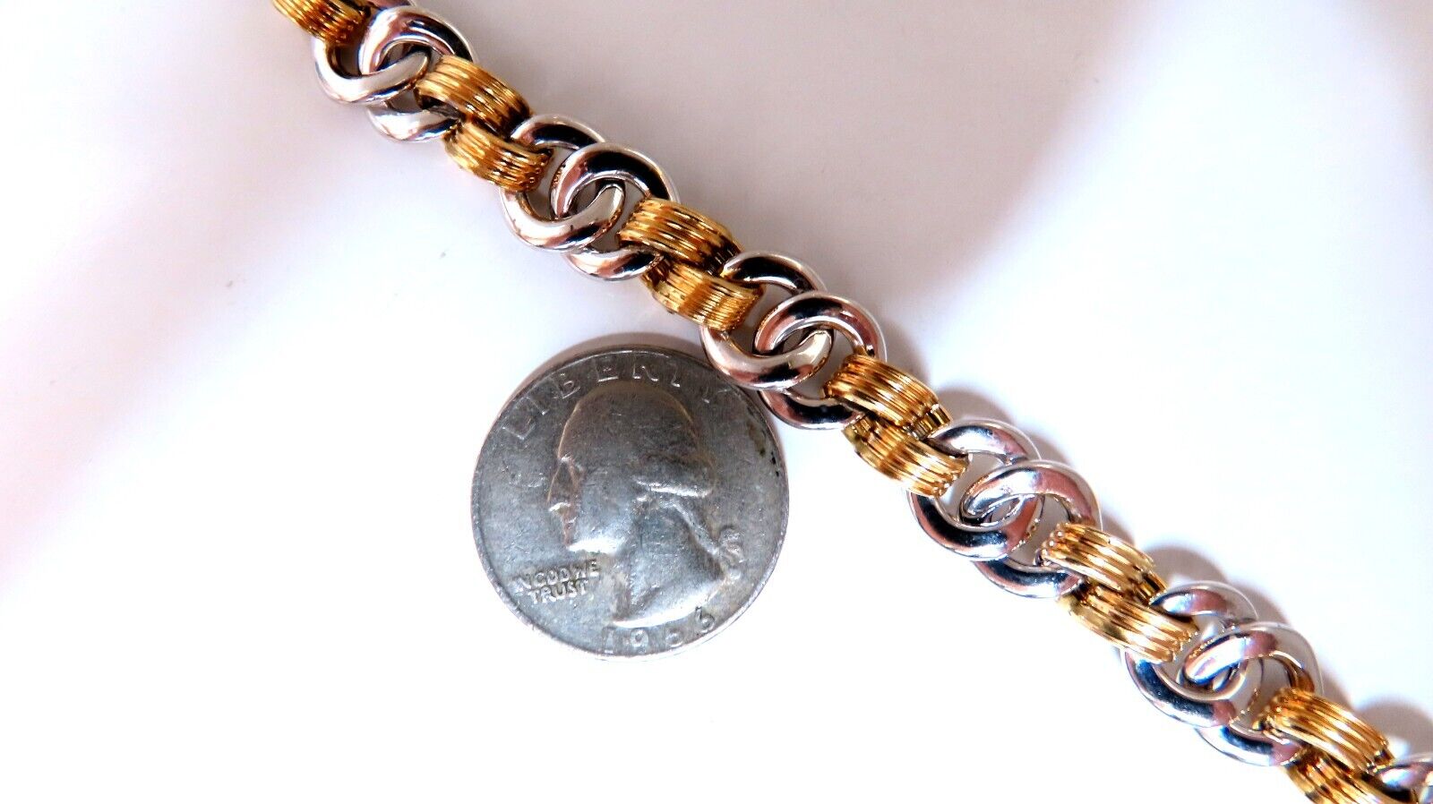 14kt Gold Two-Tone Chain Link Loop Bracelet for Women - Elegant Stackable Jewelry Gift for Birthday, Anniversary & Everyday Wear
