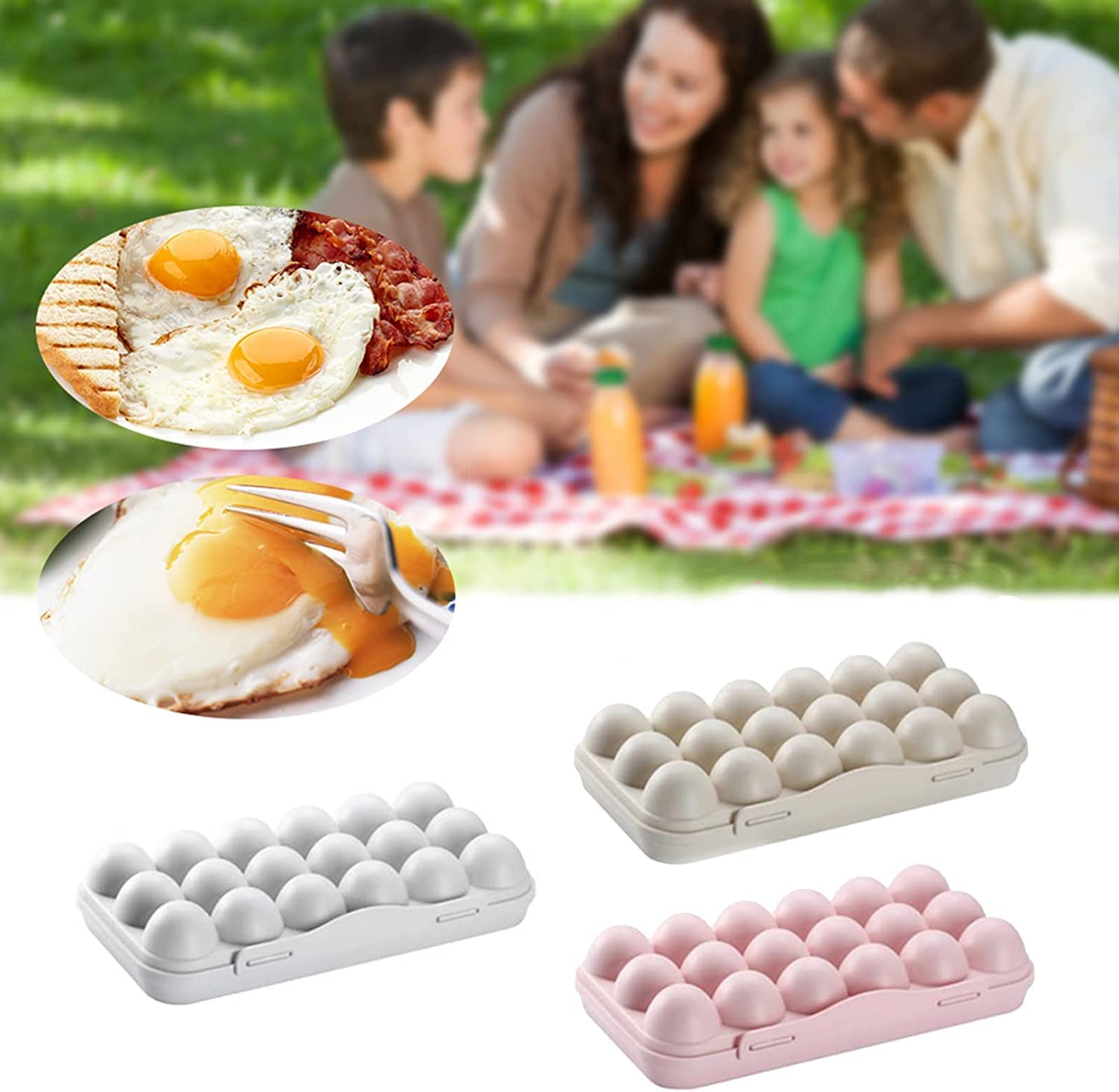Onprix 18-Grid Plastic Egg Storage Container - Refrigerator Egg Tray Organizer & Dispenser for Fresh Eggs - Perfect for Kitchen, Breakfast Meal Prep & Refrigerator Organization