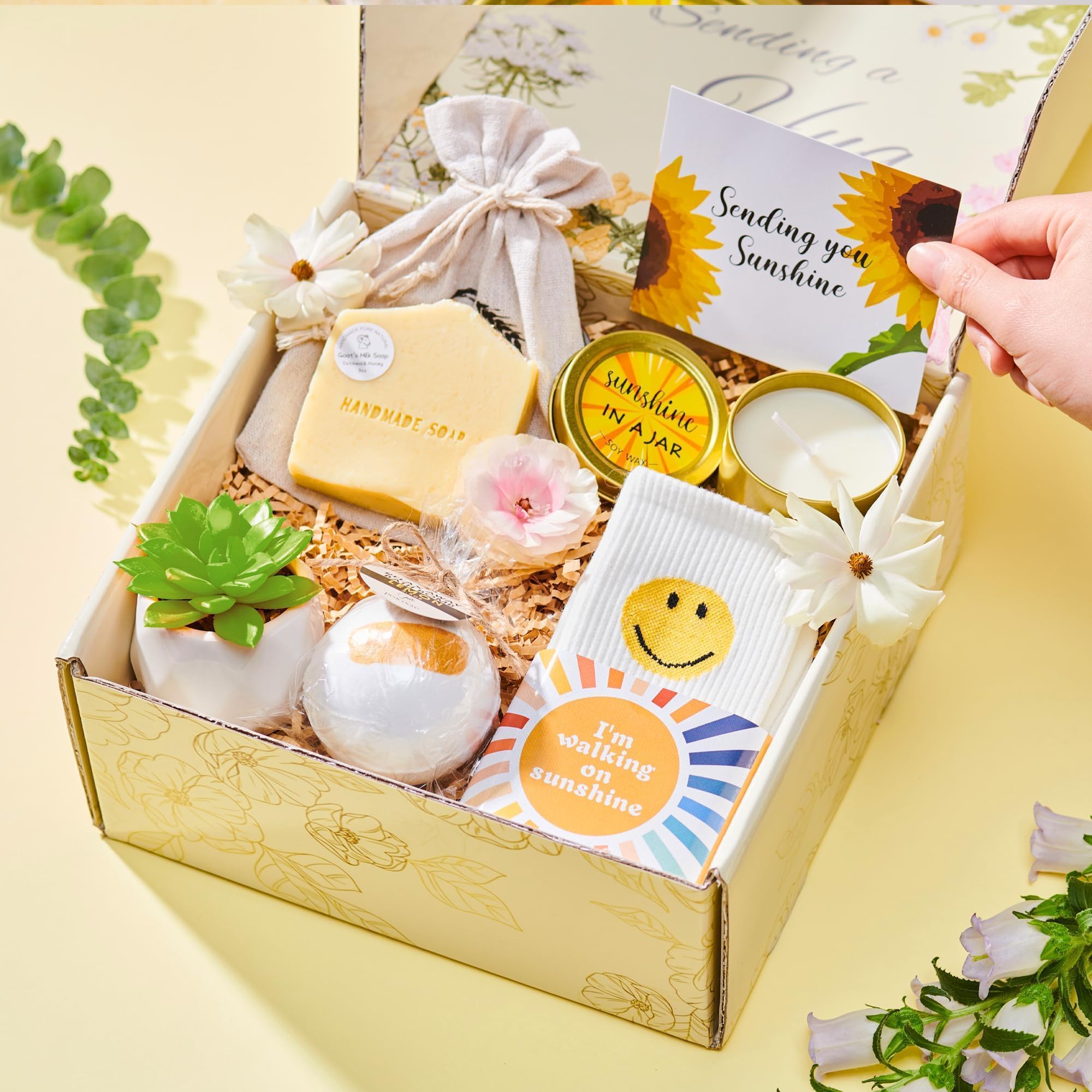 Sunflower Birthday Gifts for Women - Inspirational Get Well Soon Care Package, Self Care Gift Basket for Friends, Mom, Her - Perfect for Mother's Day, Thinking of You, and Sunshine-Themed Occasions