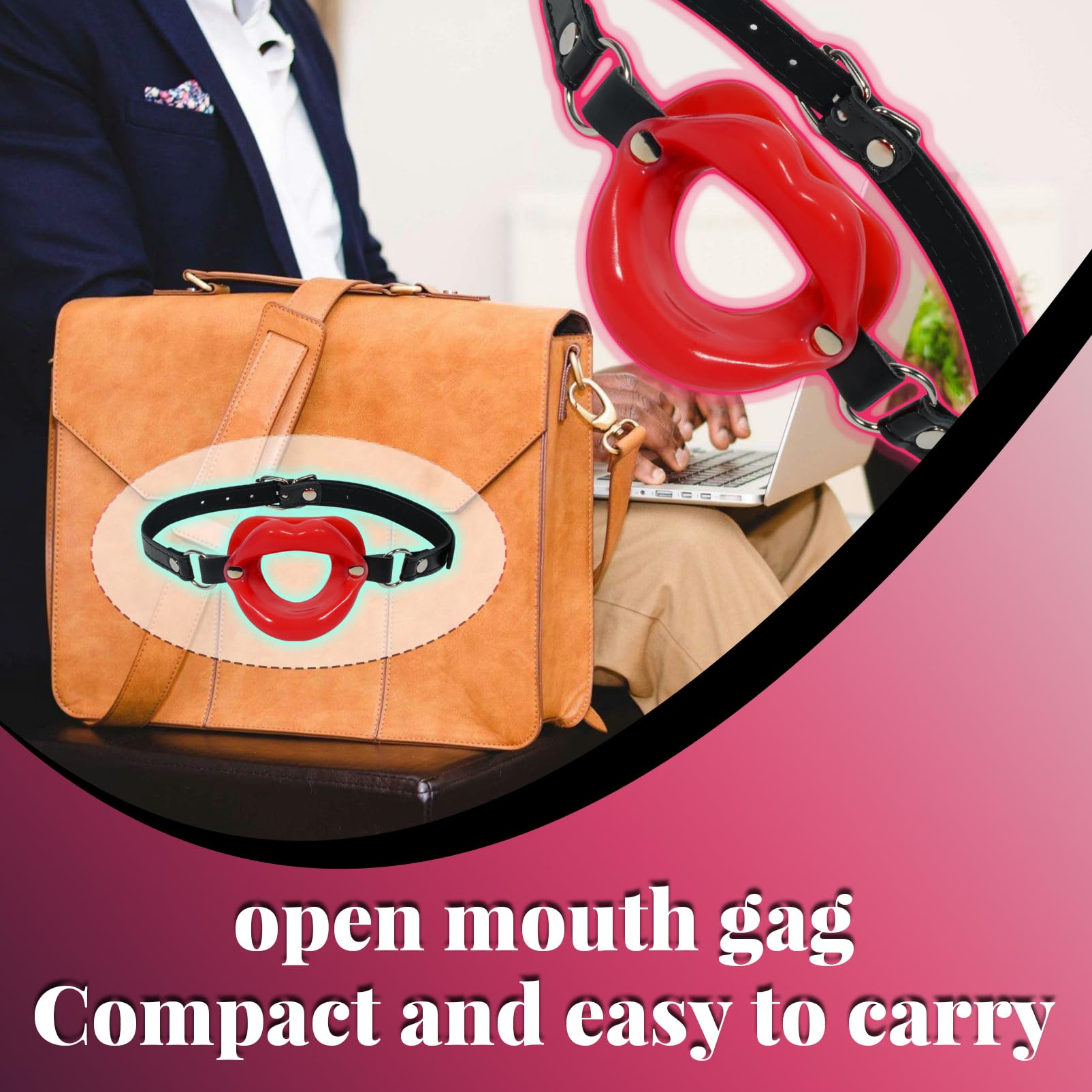 Premium Adjustable Silicone O-Ring Ball Gag - BDSM Bondage Gear for Men & Women - Open Mouth Gag with Head Harness for Breath Control - Adult Fetish Toy for Role Play, Sensory Restraint & BDSM Scenes (Red)