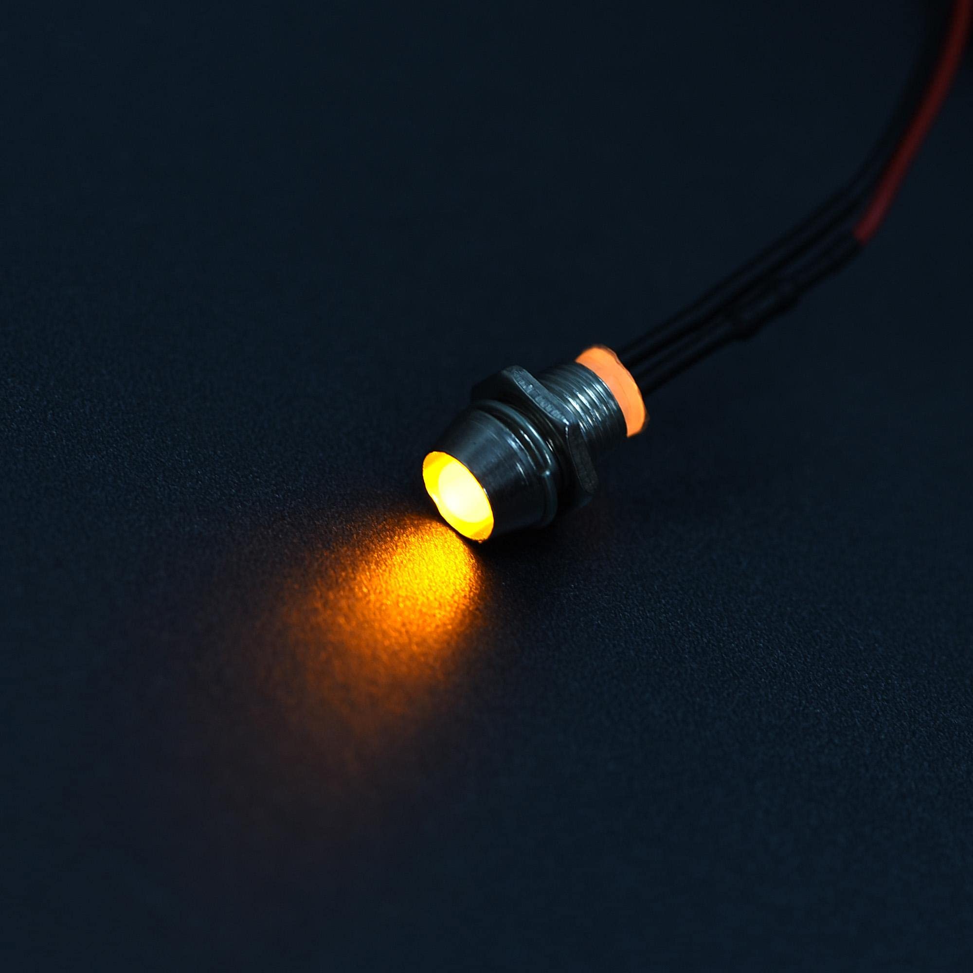 uxcell 8mm Panel Mount LED Indicator Light - 24V AC/DC Yellow Signal Lamp with Metal Shell (5 Pack) - Perfect for Industrial Control Panels, Machinery Warning Lights & Equipment Status Indicators