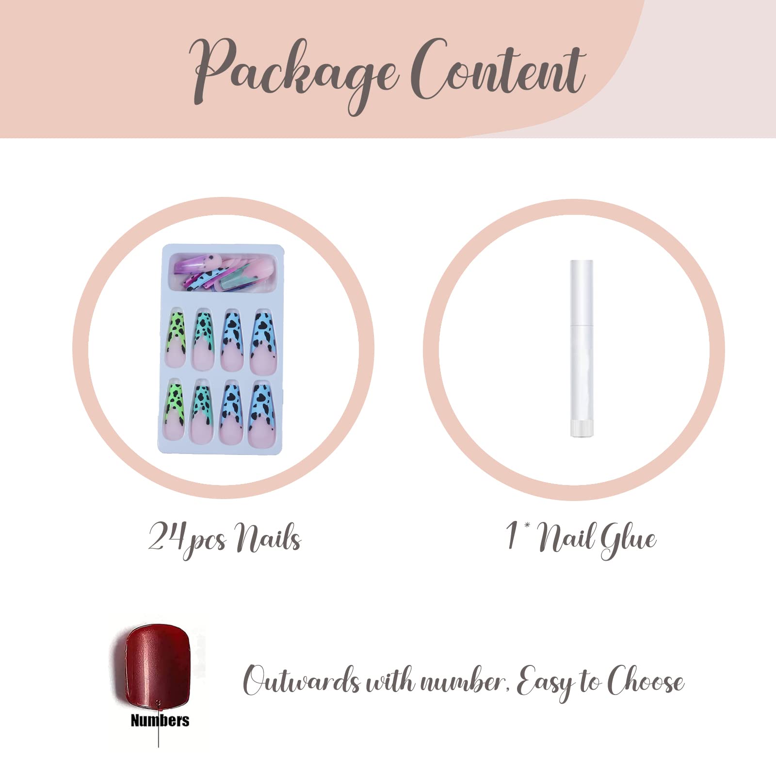 BABALAL 24pcs Coffin Press-On Nails - Matte Glue Long Fake Nails with Leopard Print Design, Ballerina Acrylic Full Cover Stick on Nails for Women | Perfect for Parties, Weddings, and Special Occasions
