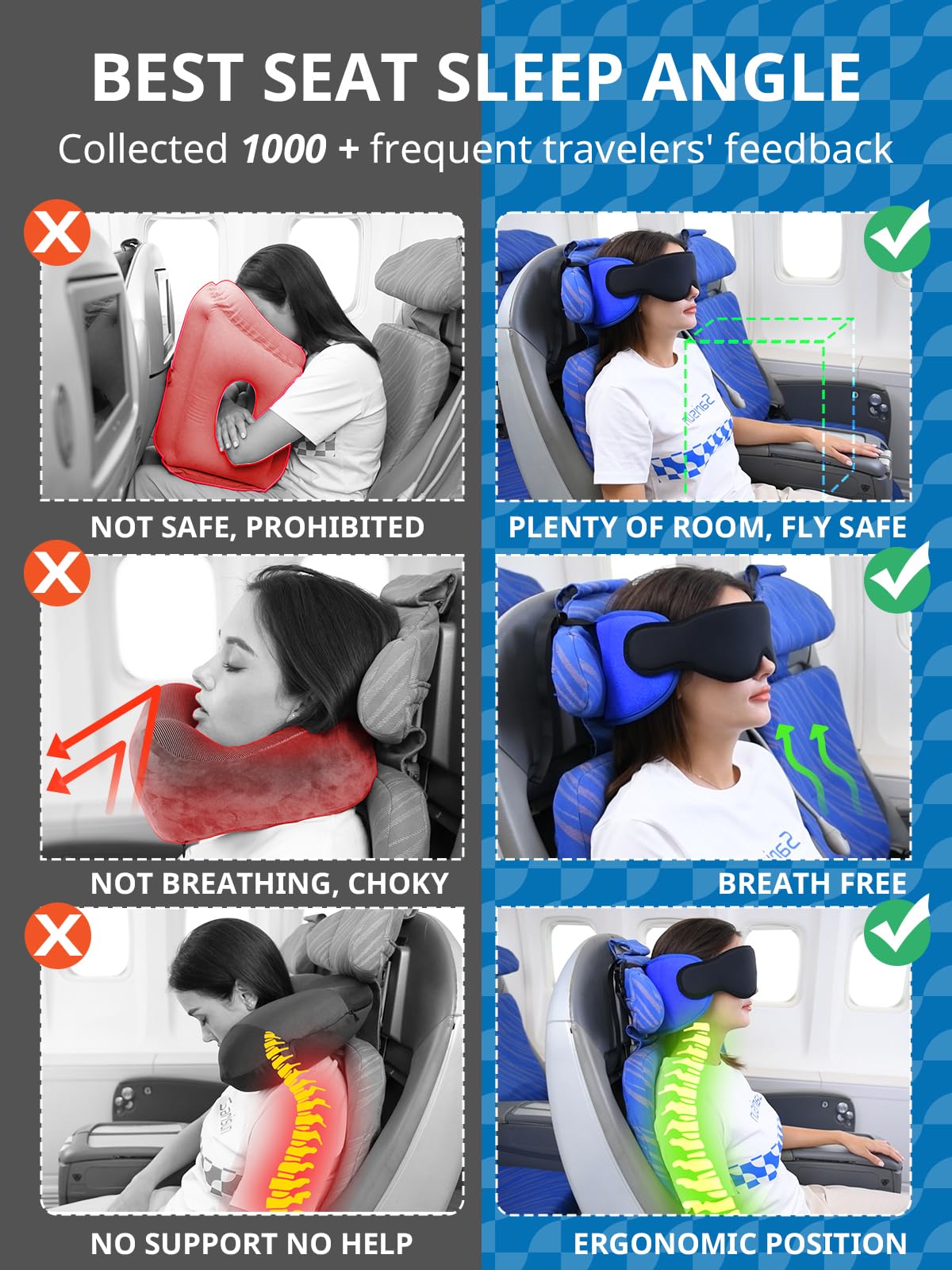 Travel Pillow for Airplanes - Comfortable Sleep on Flights & Road Trips