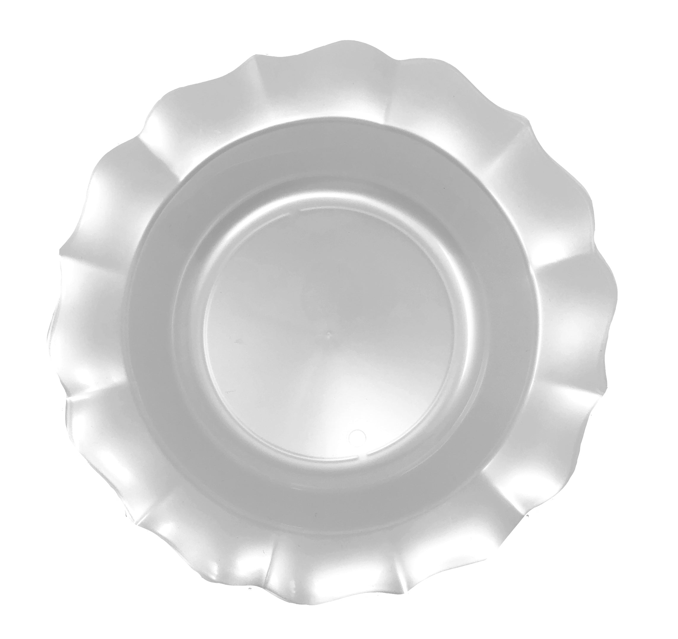 Eco-Friendly White Round Plastic Plates with Scalloped Edges - 50 Pack Disposable Dinner Plates for Parties, Picnics & Events