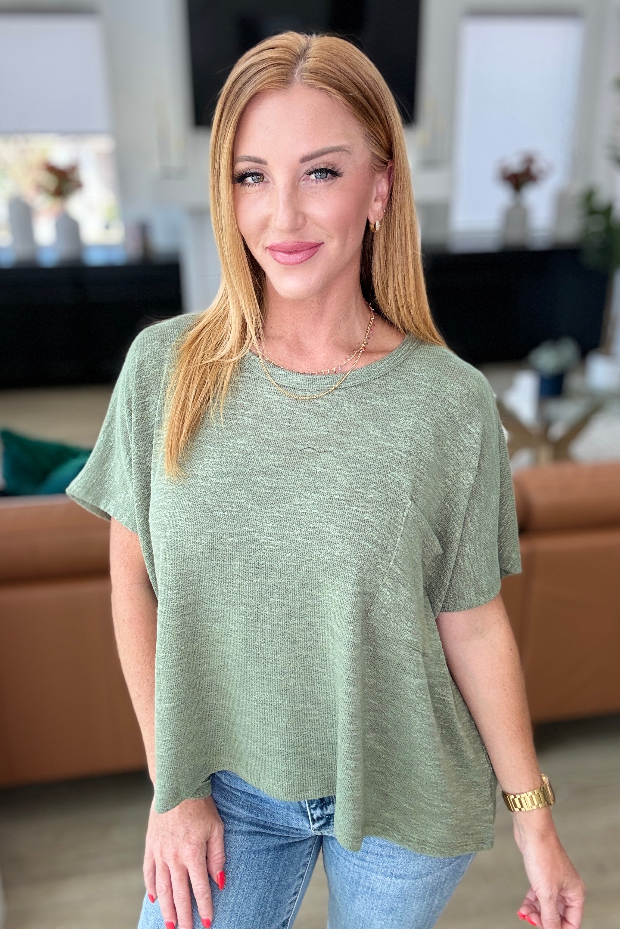 Let Light Be Light Drop Shoulder Oversized T-Shirt in Light Olive | Women's Casual Streetwear Loose Fit Tee for Everyday Wear, Outings & Layering