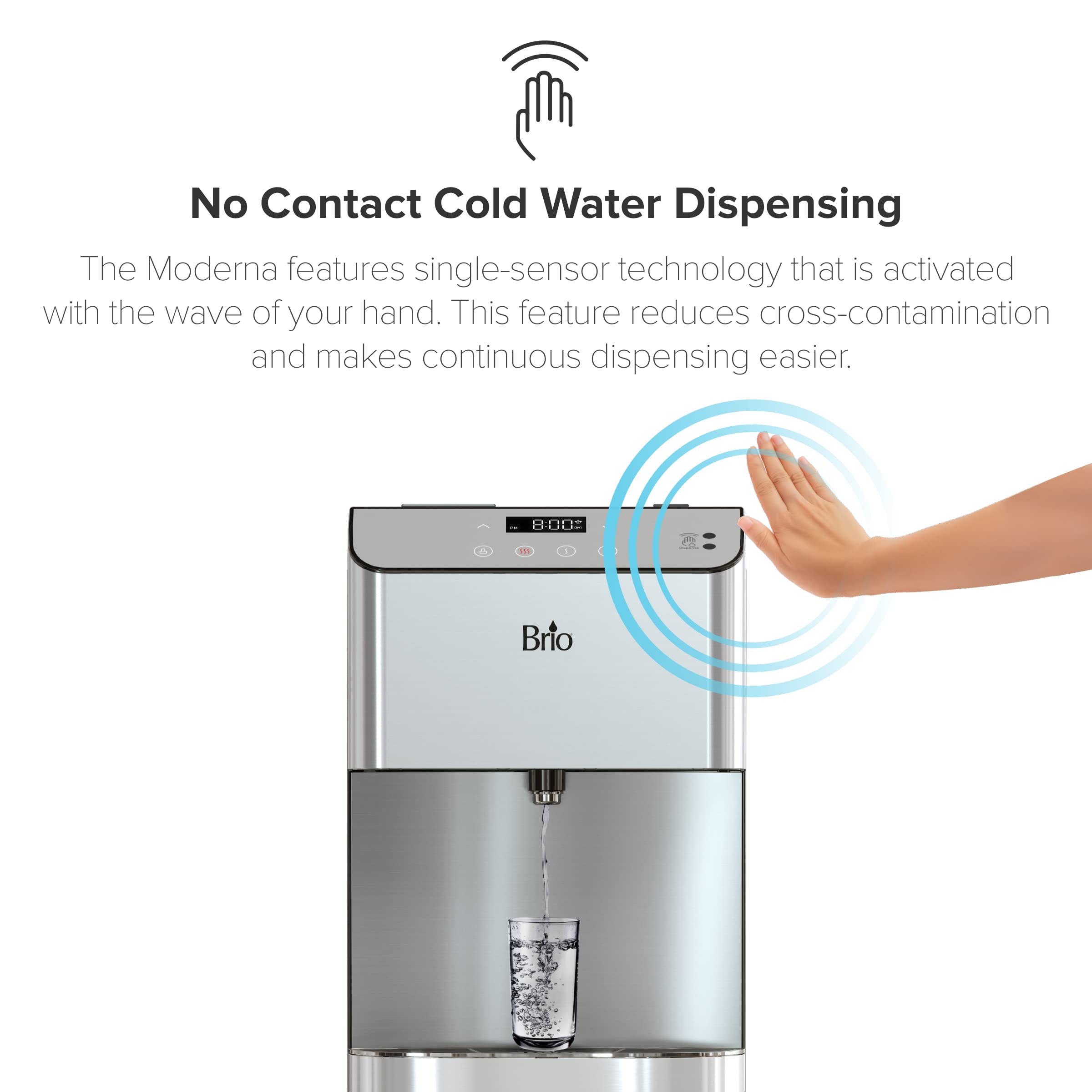 Brio 700 Series Moderna 3-Stage Touchless Countertop Bottleless Water Cooler Dispenser - Hot, Cold & Room Temperature - Perfect for Home, Office & Kitchen Use
