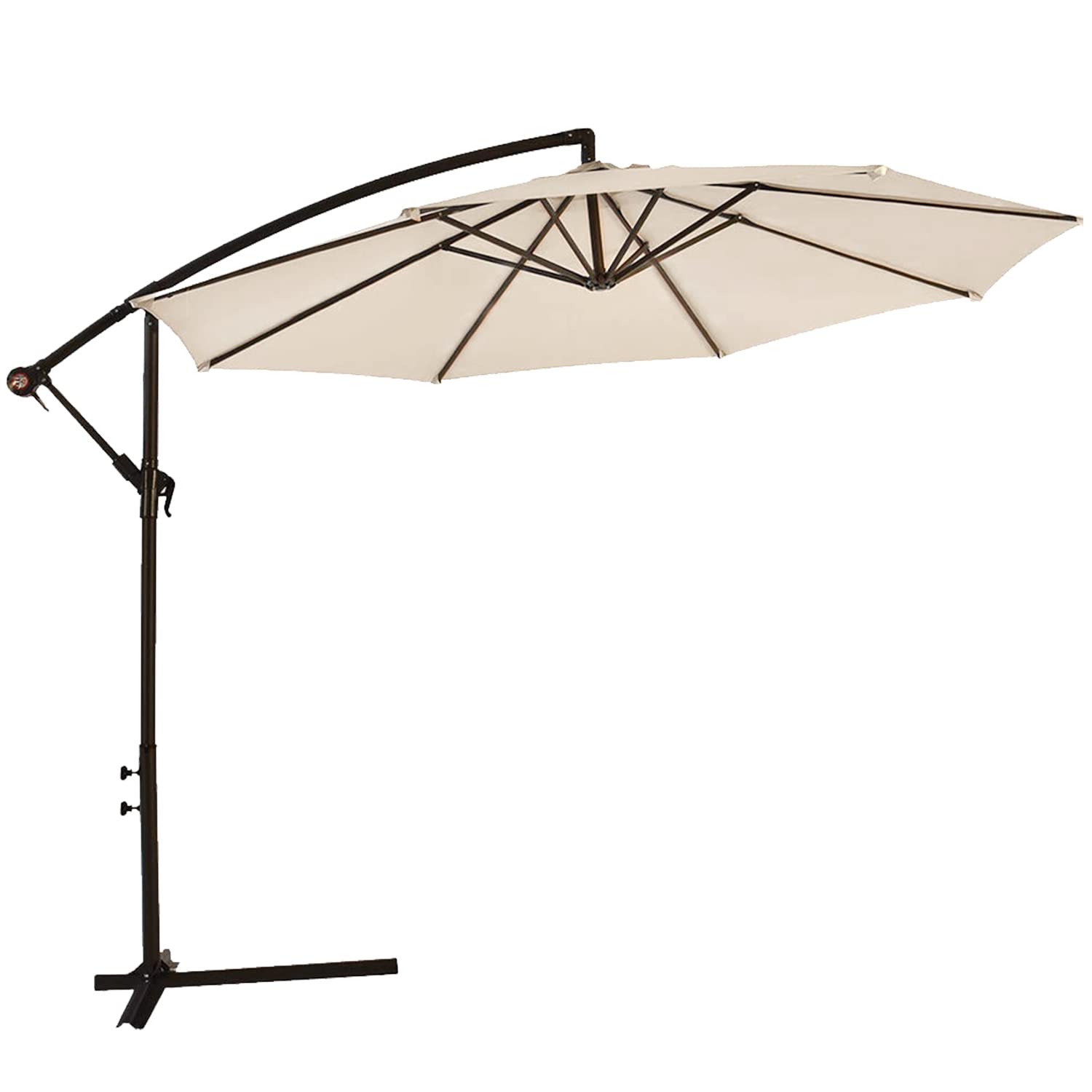 RROCOSIA 10FT Outdoor Cantilever Patio Umbrella with UV Protection - Offset Market Umbrella for Table, Garden, Lawn, Deck, Pool, Beach & Balcony - Perfect for Shade and Relaxation in Sunny Weather