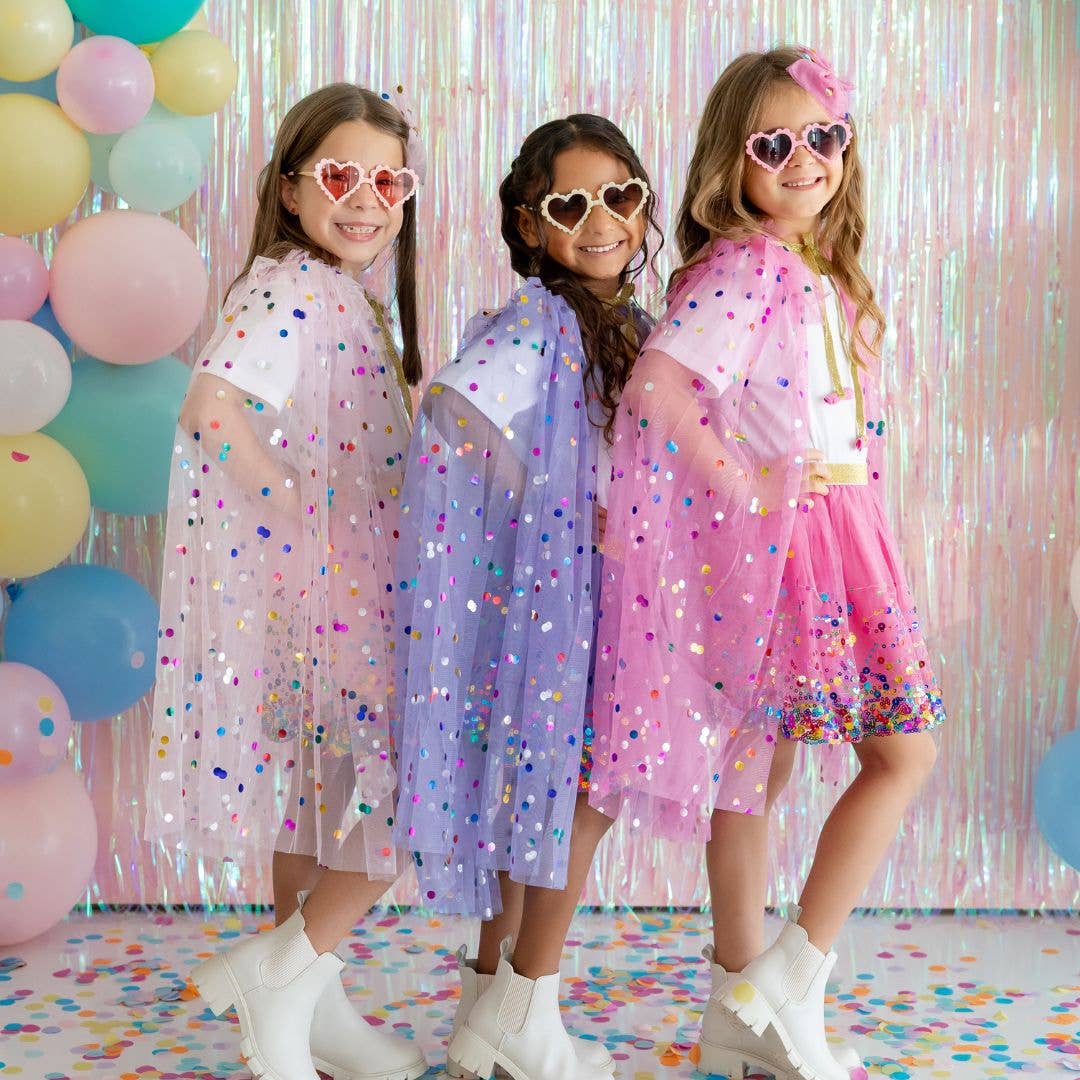 Kids Raspberry Confetti Cape - Superhero Dress Up Costume for Birthday Parties & Pretend Play | Soft & Lightweight for Comfortable Role Play