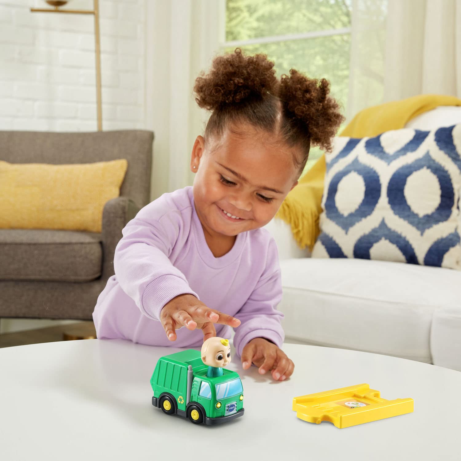 VTech CoCoMelon Go! Go! Smart Wheels JJ’s Recycling Truck and Track Set - Interactive Learning Toy for Toddlers & Kids Ages 1-5 - Educational STEM Toy with Lights & Sounds - Perfect for Pretend Play & Recycling Awareness