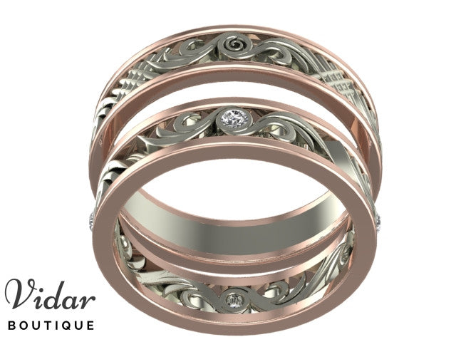 His and Her Matching Wedding Bands Set - 14K Gold or Platinum Couple Rings for Men and Women - Perfect for Anniversaries, Engagements & Romantic Gifts