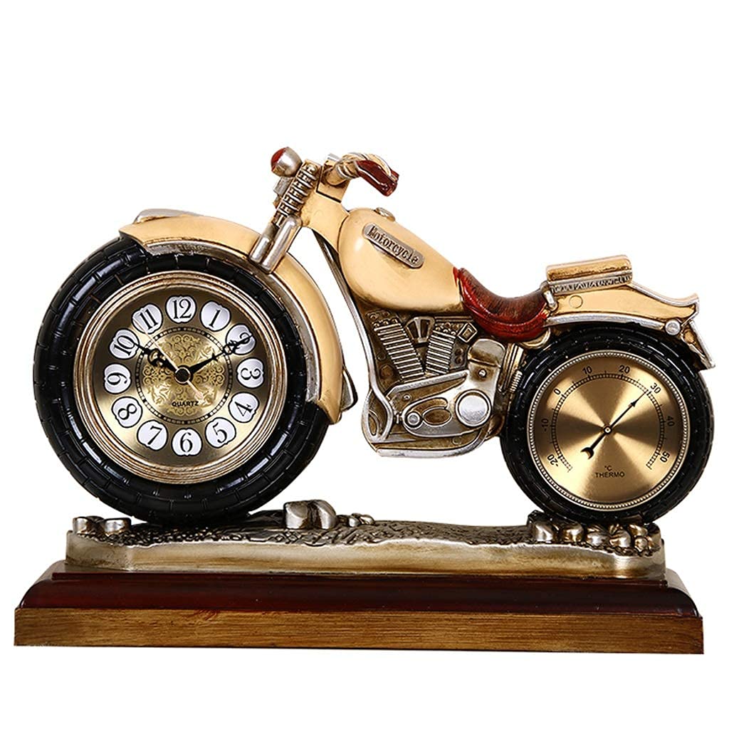 Creative Motorcycle Pendulum Desk Clock - European Style Retro Table Clock with Alarm for Bedroom, Living Room & Office - Unique Gift Idea for Home & Workspace Decor