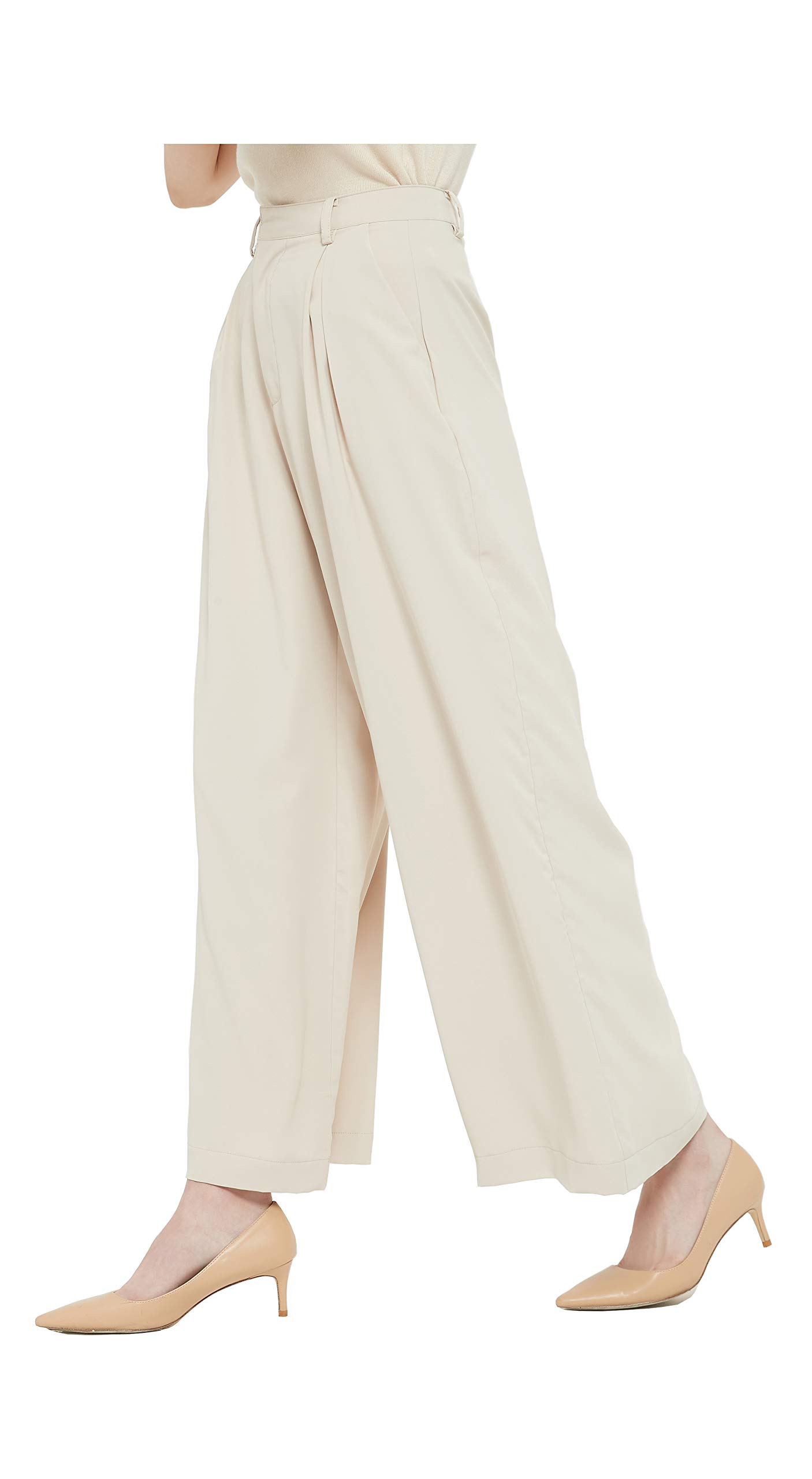 Tronjori Women's High Waist Wide Leg Palazzo Pants - Comfortable Casual Trousers for Everyday Wear, Office & Travel (Regular Size)