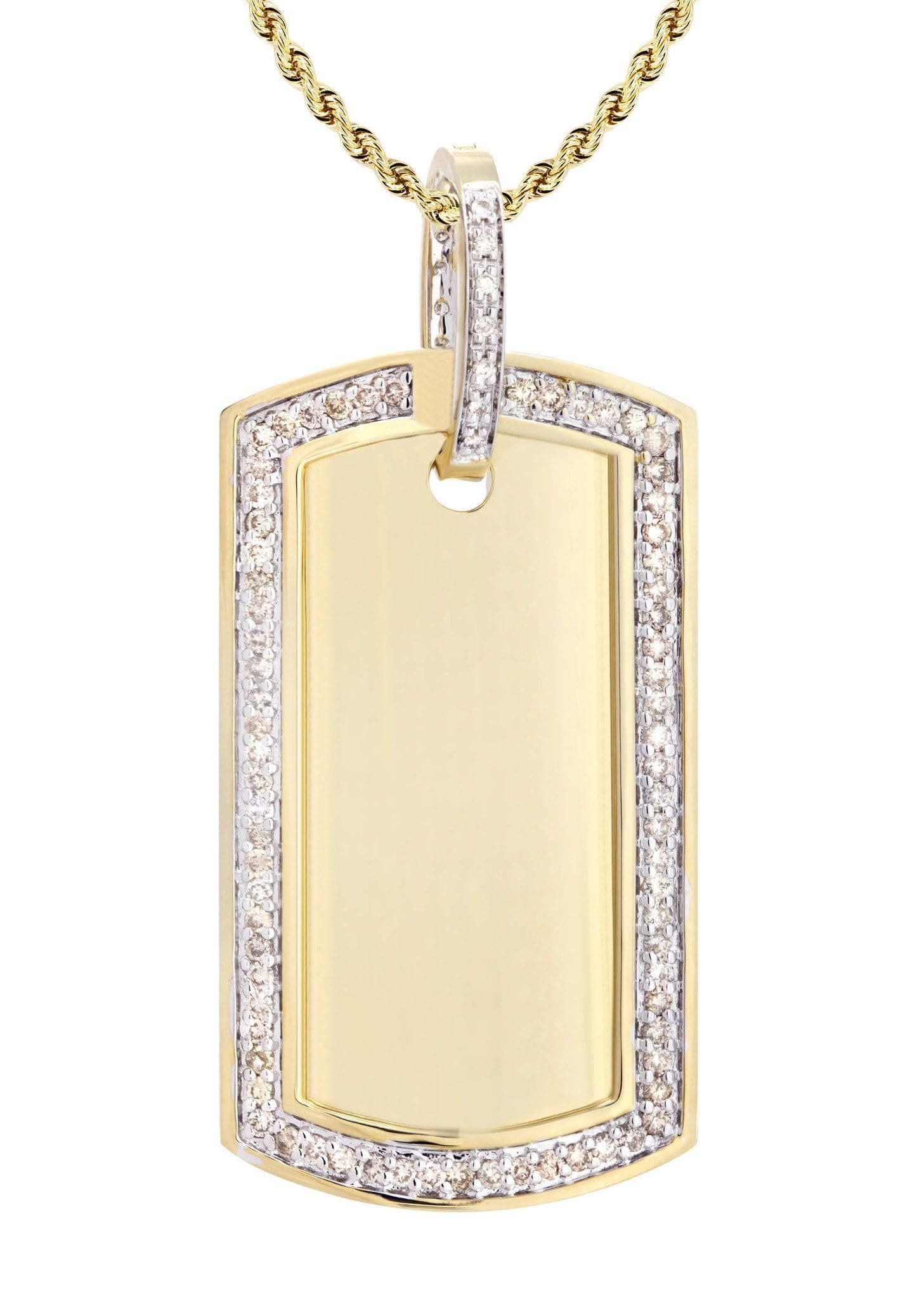 14K Yellow Gold Dog Tag Diamond Necklace - 1.81 Carats | Elegant Personalized Jewelry Gift for Women & Men | Perfect for Anniversaries, Birthdays & Special Occasions