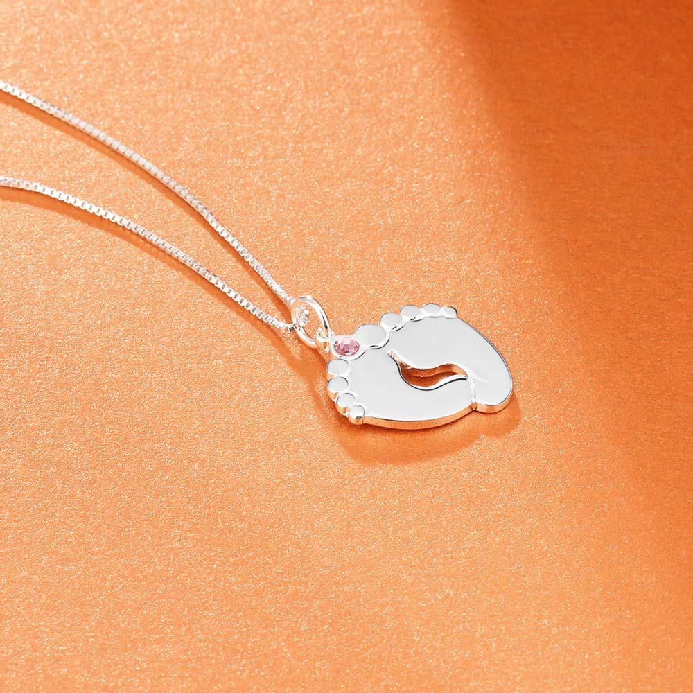 LanM Personalized Birthstone Necklace for Mom - Custom Feet Pendant Mother's Jewelry, Christmas Gift for Mom, Grandma & New Mothers | Perfect for Mother's Day, Birthday & Anniversary Gifts