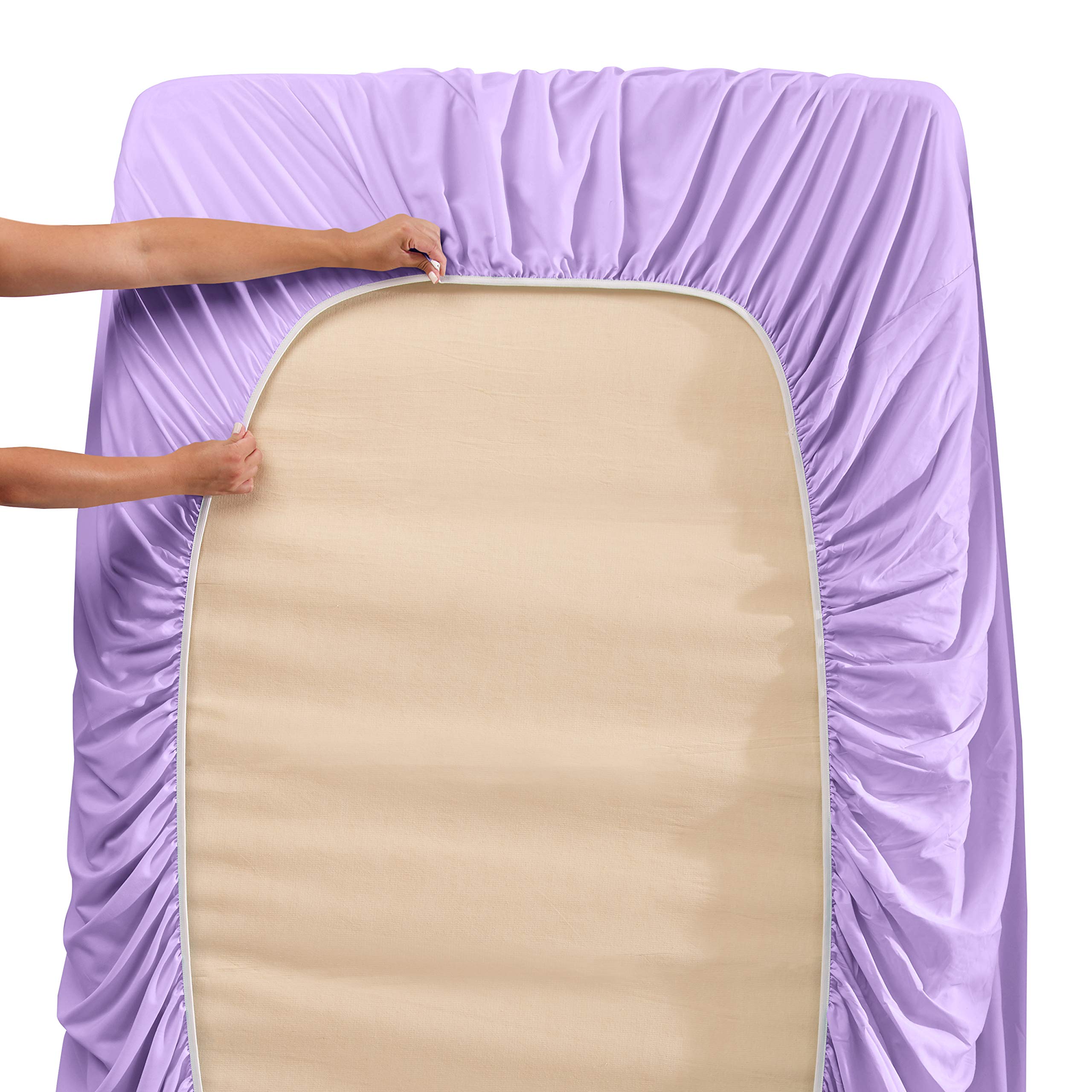 Clara Clark 1800 Series Luxury Bed Sheet Set - Twin XL, Deep Pocket Fitted Sheet with Extra Pillowcases, Ultra Soft Microfiber Bedding in Lavender - Perfect for Guest Rooms, Dorms & Cozy Bedroom Upgrades