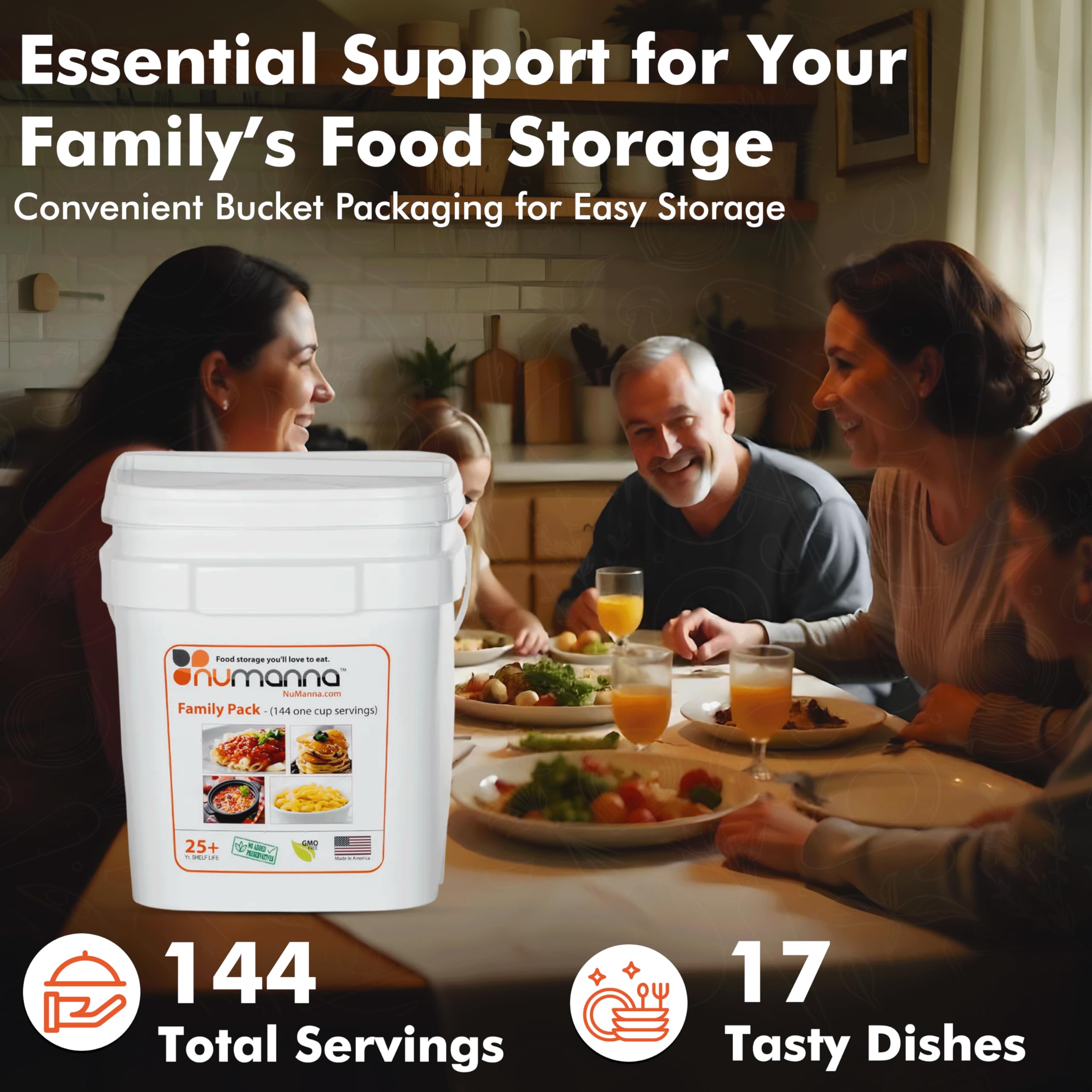NuManna 2-Person 12-Month Emergency Food Supply - Freeze Dried Survival Food for Long Term Storage, Camping & Disaster Preparedness