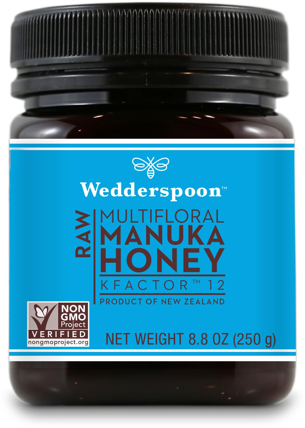 Wedderspoon Raw Manuka Honey KFactor 12, 8.8 Oz - Pure NZ Superfood for Wellness & Tea