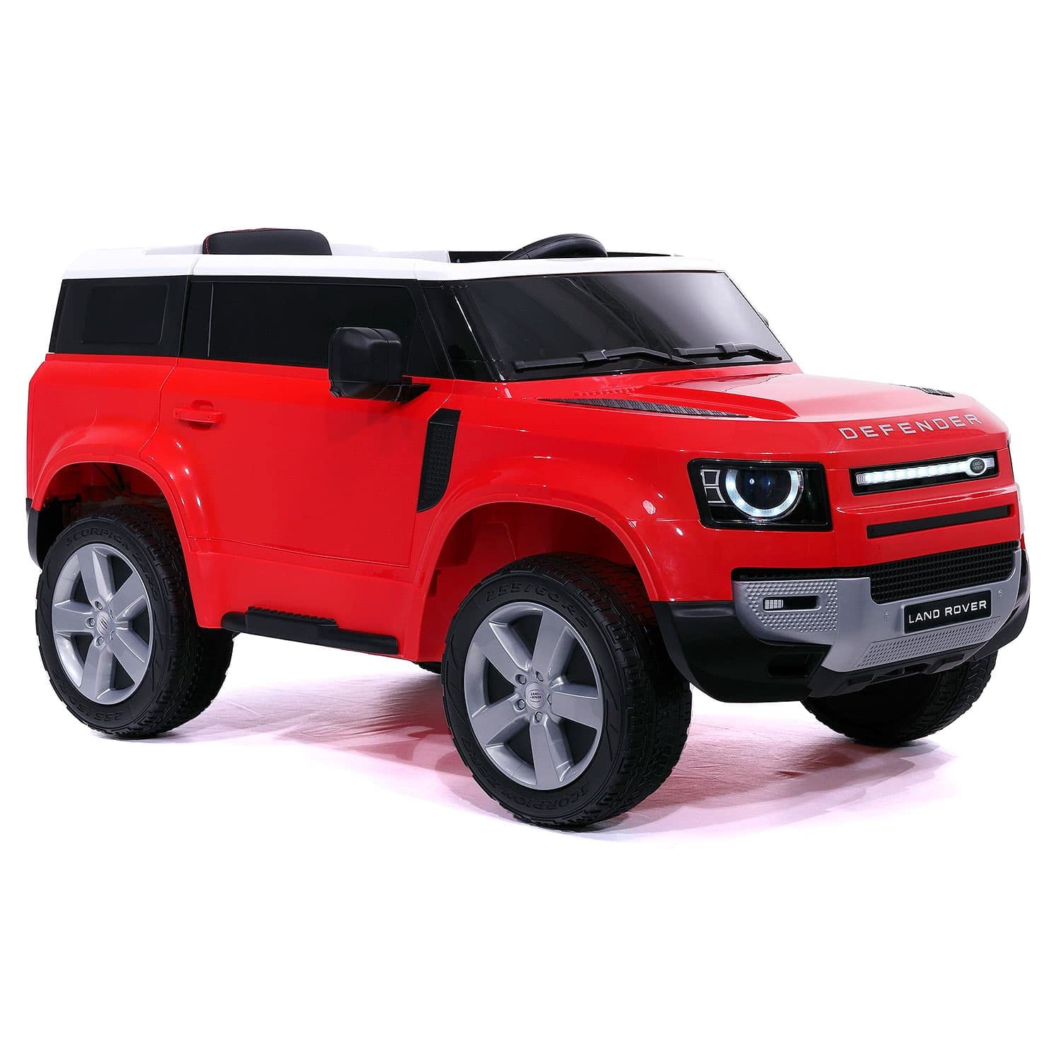 Modern Kids Land Rover Defender 12V Electric Ride-On Car with Parental Remote Control, MP3/USB Music Player, Leather Seat & LED Lights - Red Off-Road Adventure Vehicle for Boys & Girls (Ages 3-8) | Perfect for Outdoor Play, Birthday Gifts & Backyard Driving Fun