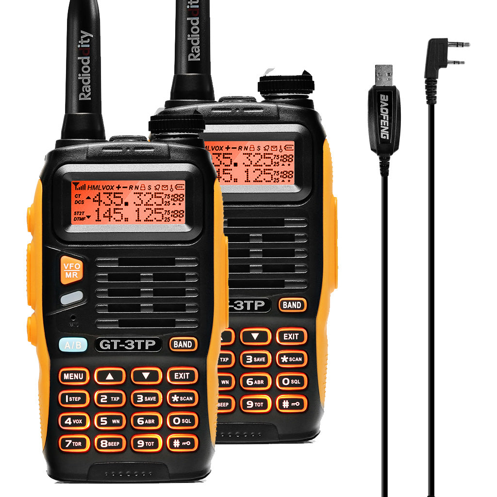 2 Pack Baofeng GT-3TP Mark III Two-Way Radios with Programming Cable - Long Range Walkie Talkies for Outdoor Adventures, Camping, Hiking & Emergency Communication