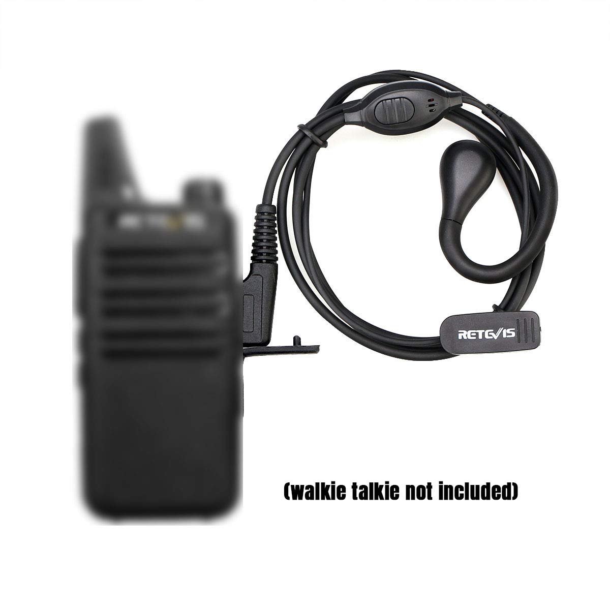 Retevis RT22 Walkie Talkie Earpiece with Microphone - 2 Pin Ear Hook Headset for RT22/RT68/RT21/H-777/RT86/RB68 Radios - Compatible with Kenwood & Arcshell Two-Way Radios (1 Pack) - Ideal for Security, Construction & Outdoor Activities