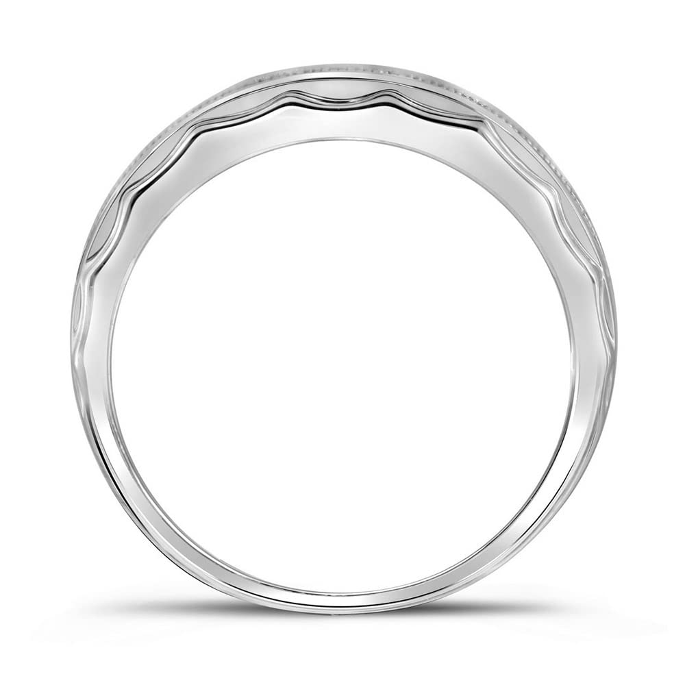 Sterling Silver Men's Round Diamond Wedding Band Ring 1/5 CTTW - Elegant Pave Setting for Engagement, Anniversary & Special Occasions
