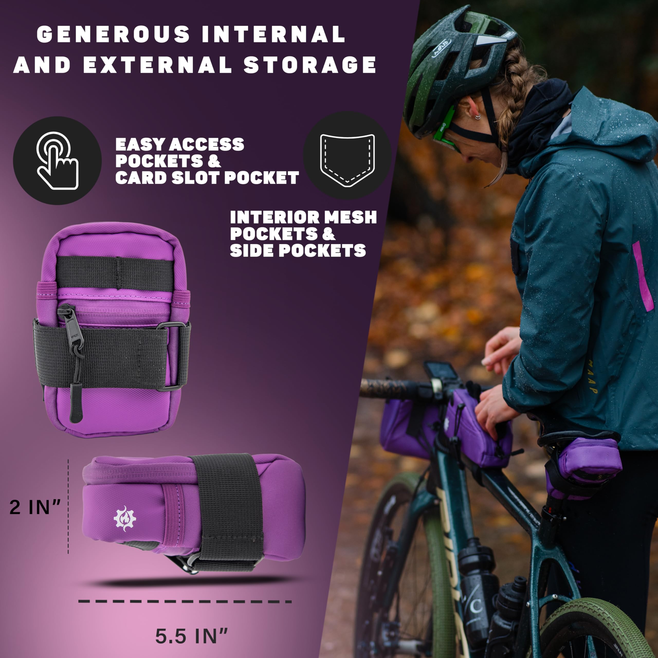 Lumiere & Co. Waterproof Bike Saddle Bag - Lightweight Bicycle Seat Bag for Road & Mountain Bikes - Compact Under Seat Storage for Tools, Phone & Essentials - Perfect for Cycling, Commuting & Outdoor Adventures