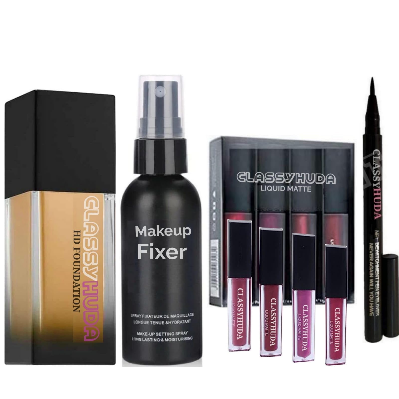 Huda Mini Makeup Kit - Foundation, Lipstick & Eyeliner for Professional Looks