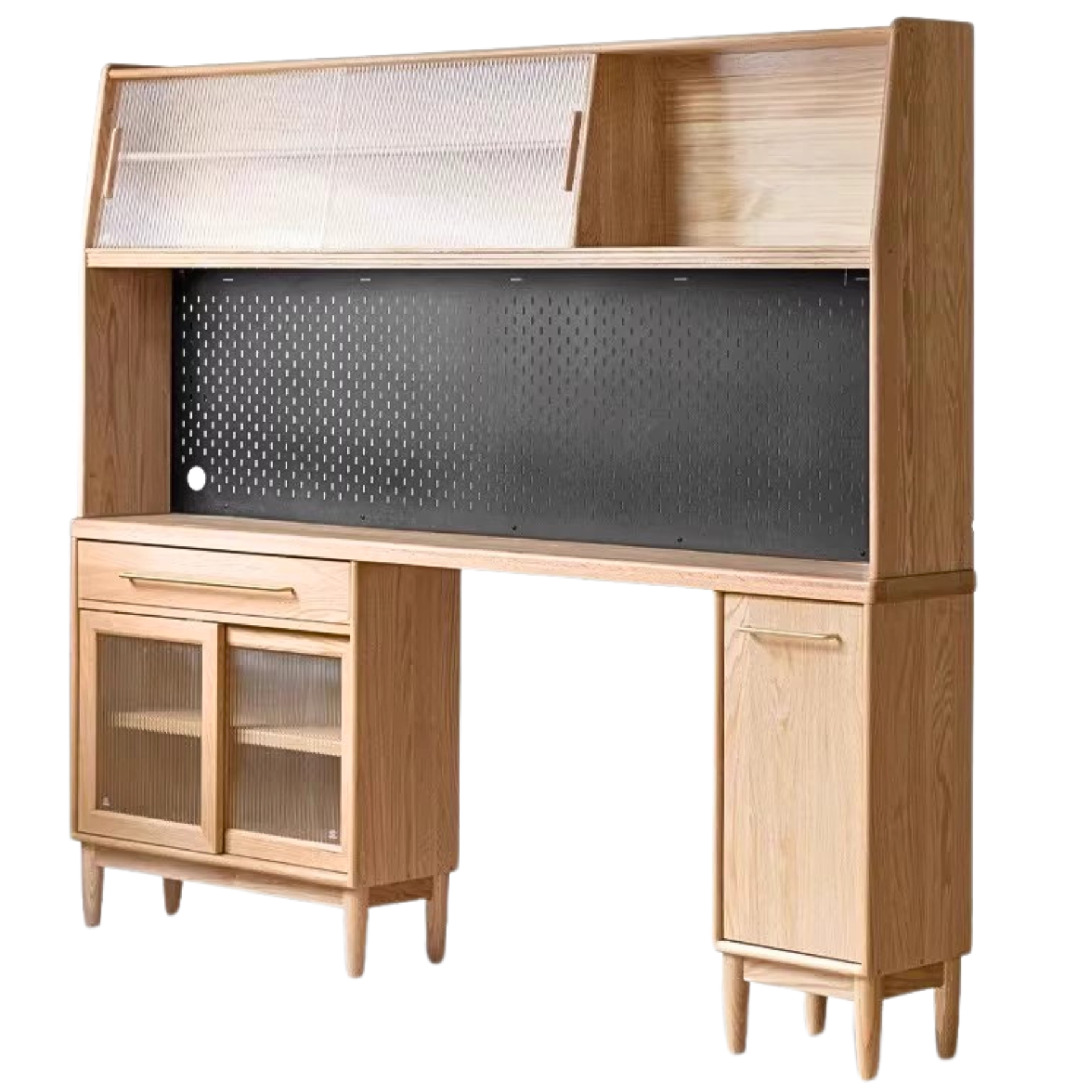 82.7x15.7x73.2 inch / 210x40x186.5 cm / Natural wood color/ sideboard + upper shelf
