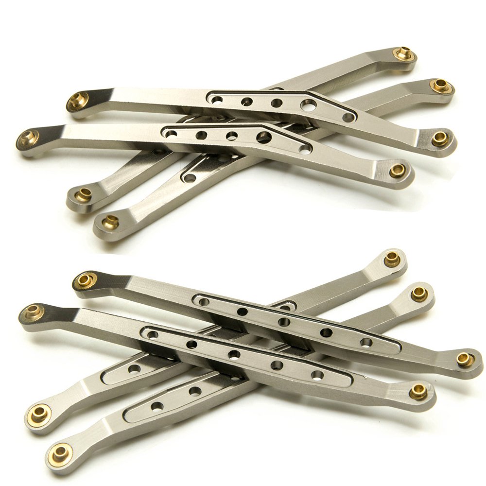 8Pcs Aluminum Linkage Rod Arm Set for 1/10 Axial Wraith 90018 RC Truck - Upper & Lower Suspension Links (Titanium Type A) - Perfect for Off-Road Crawling & RC Car Upgrades