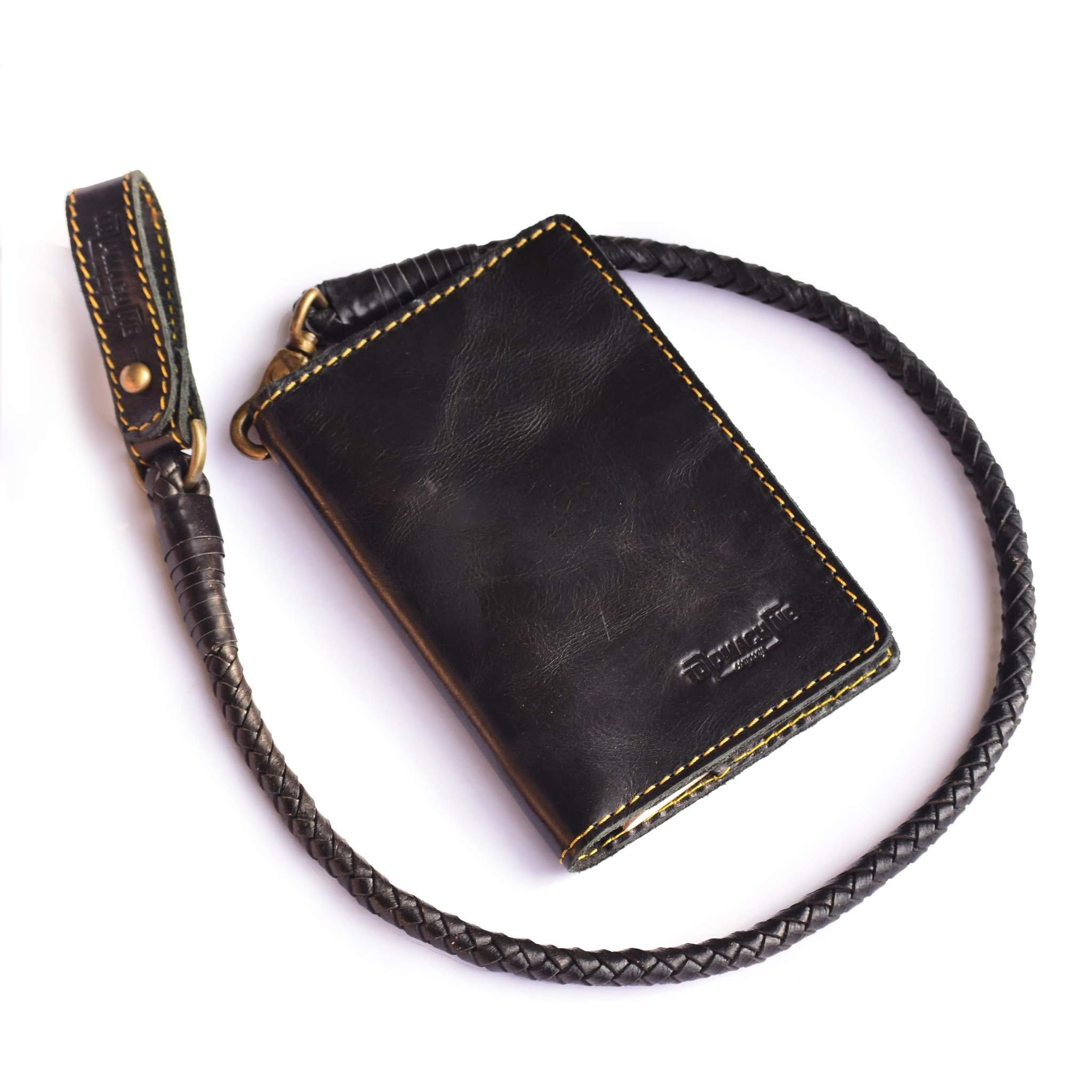 Trip Machine Company Explorer Moto Wallet (Classic Black) - Genuine Leather Biker Wallet for Men - Perfect for Motorcycle Riders, Travel & Everyday Use