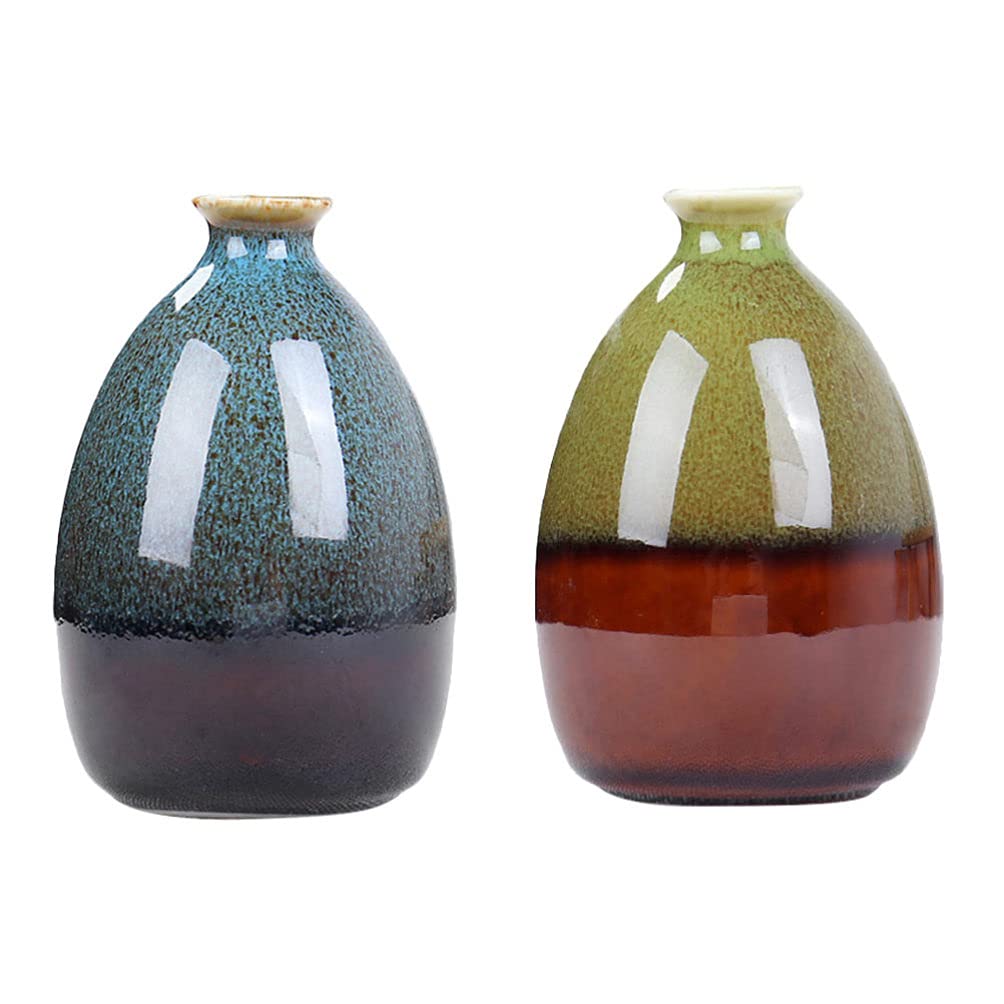 DOITOOL 2-Pack Ceramic Flower Vases - Vintage Floral Table Centerpiece for Home Decor, Living Room, Kitchen & Office - Perfect for Wedding, Party & Holiday Flower Arrangements